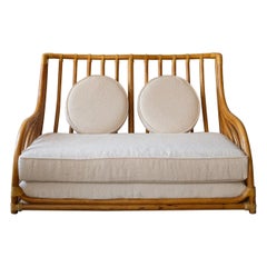 Roche Bobois Bamboo and Boucle Two-Seat Sofa, 1960s