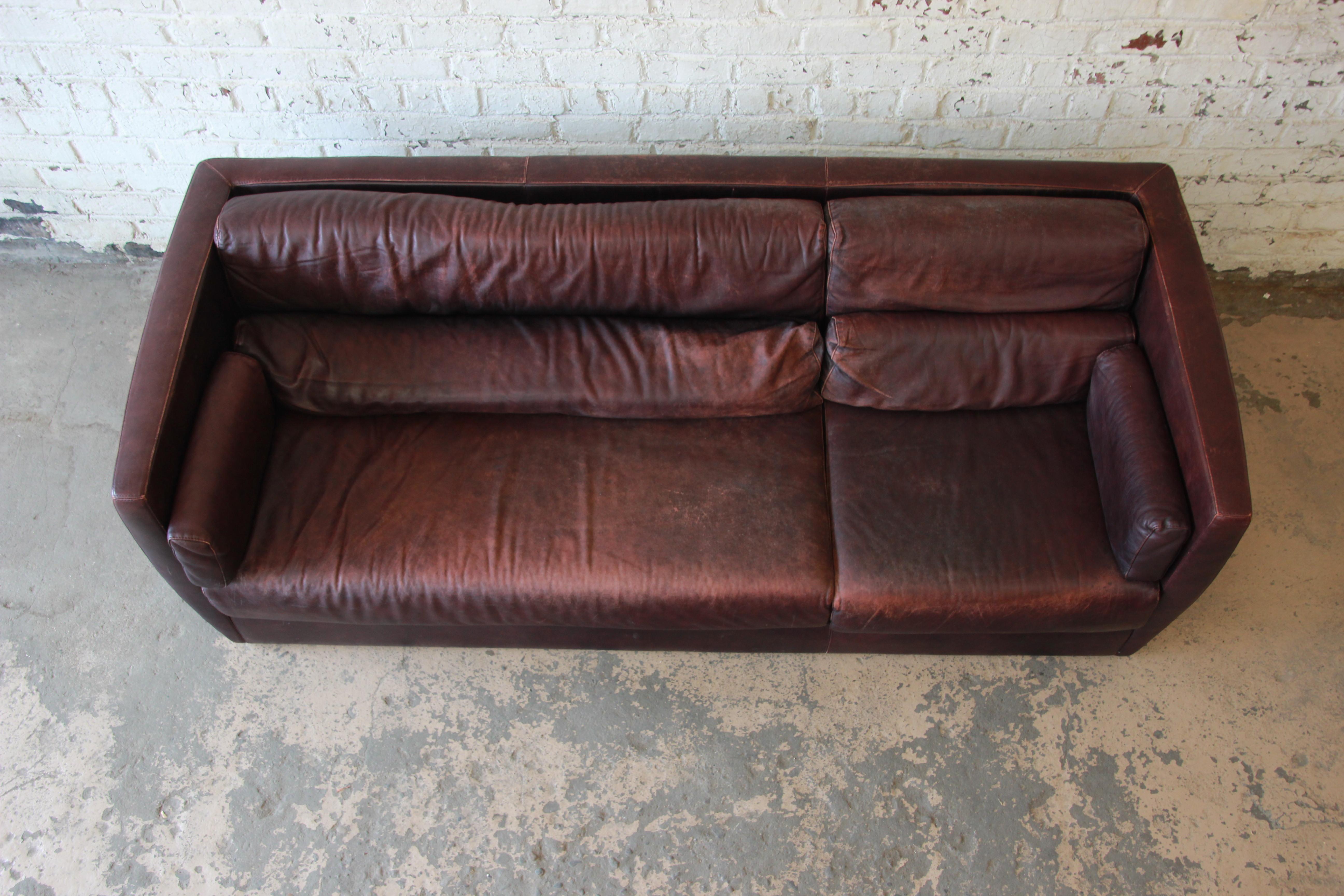 Late 20th Century Roche Bobois Bauhaus Style Leather Sofa, 1970s