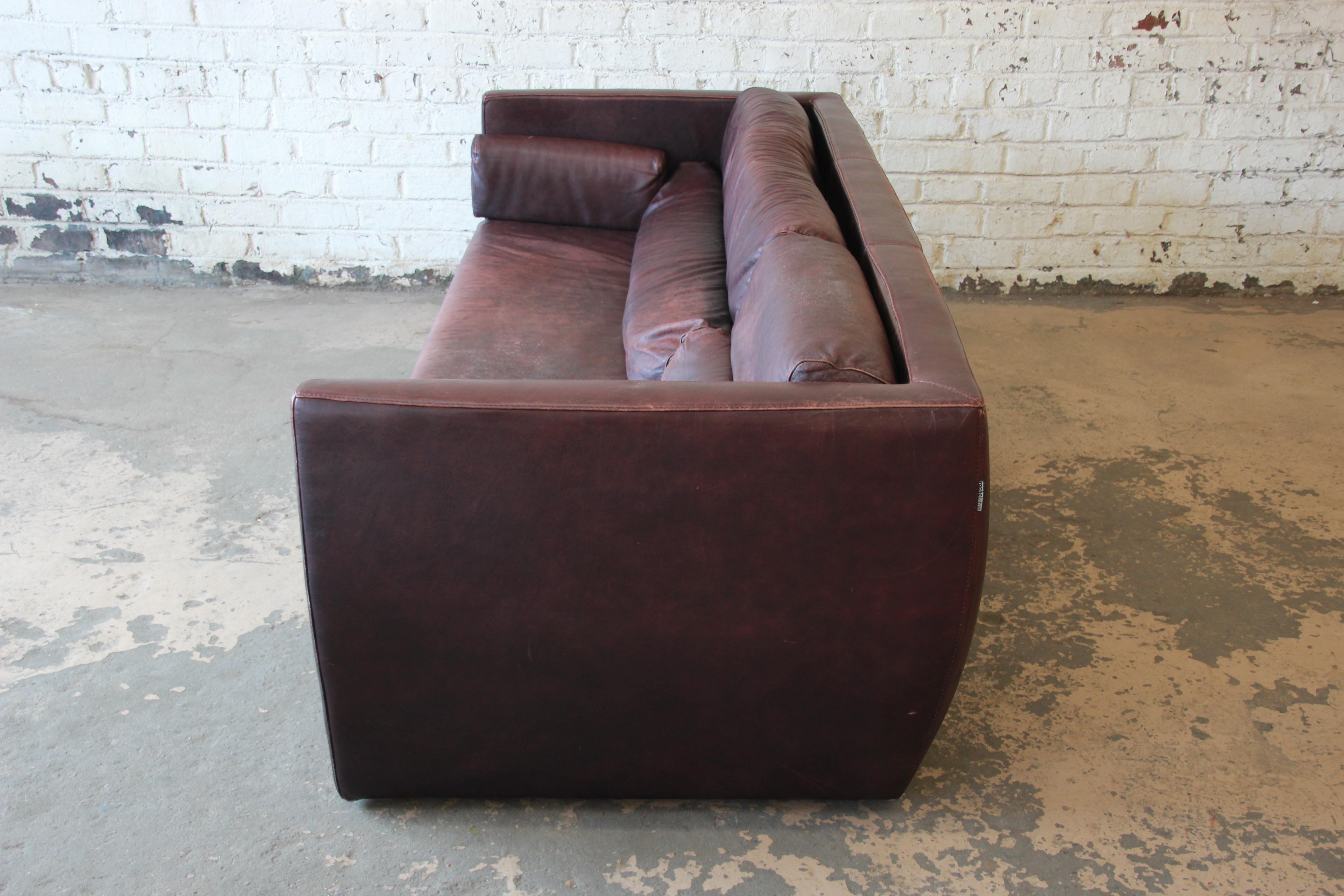 Roche Bobois Bauhaus Style Leather Sofa, 1970s 1