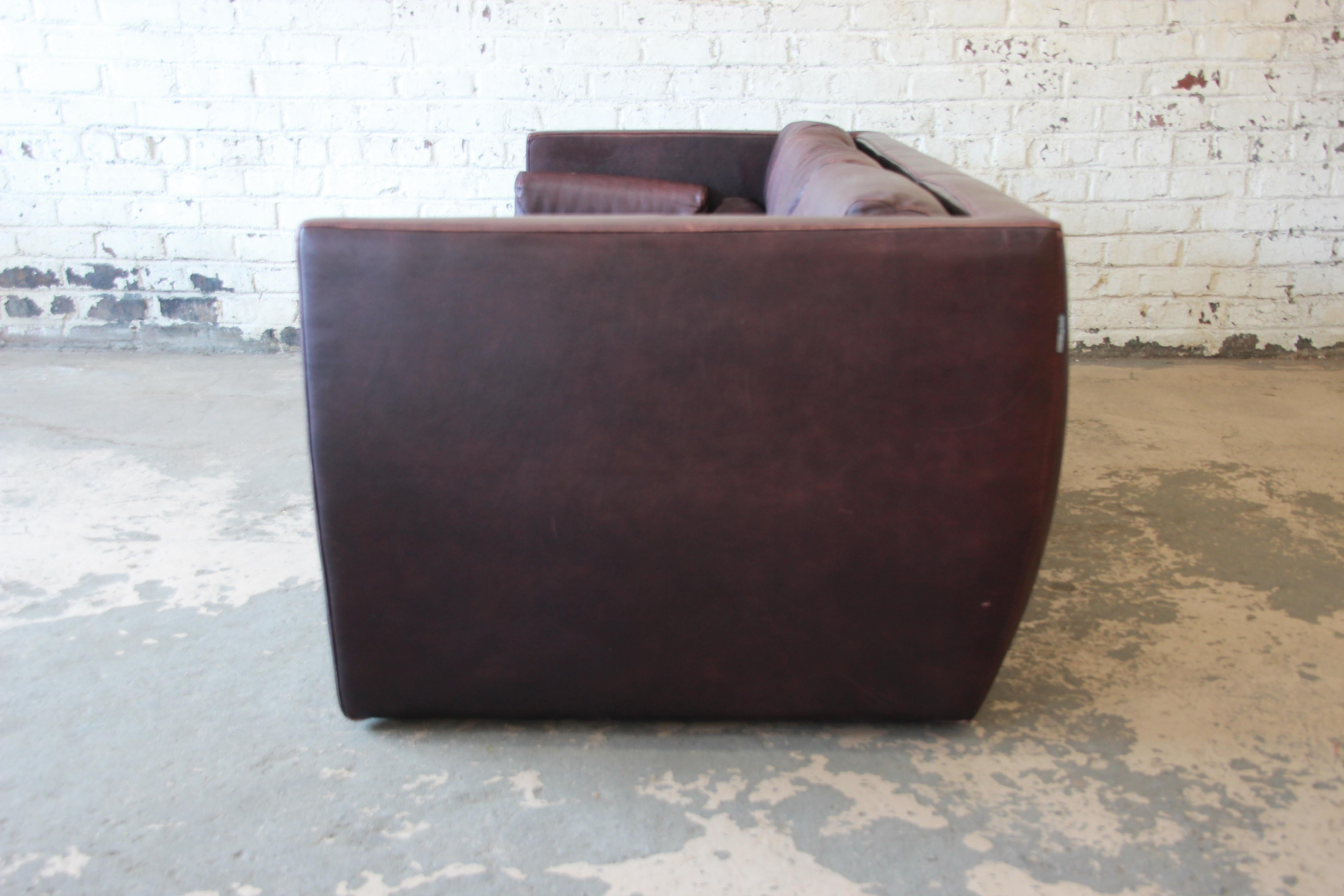 Roche Bobois Bauhaus Style Leather Sofa, 1970s 2