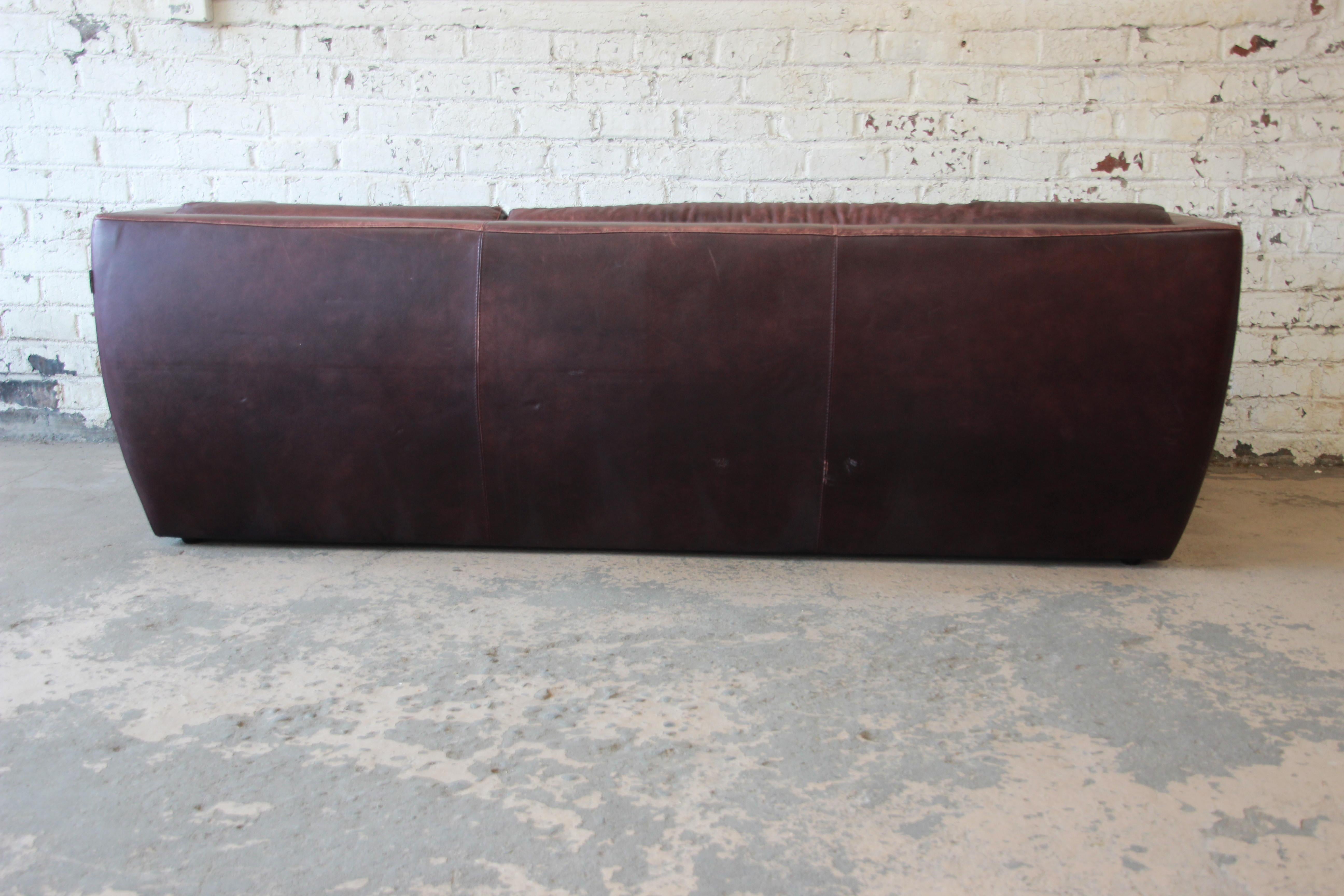 Roche Bobois Bauhaus Style Leather Sofa, 1970s 3