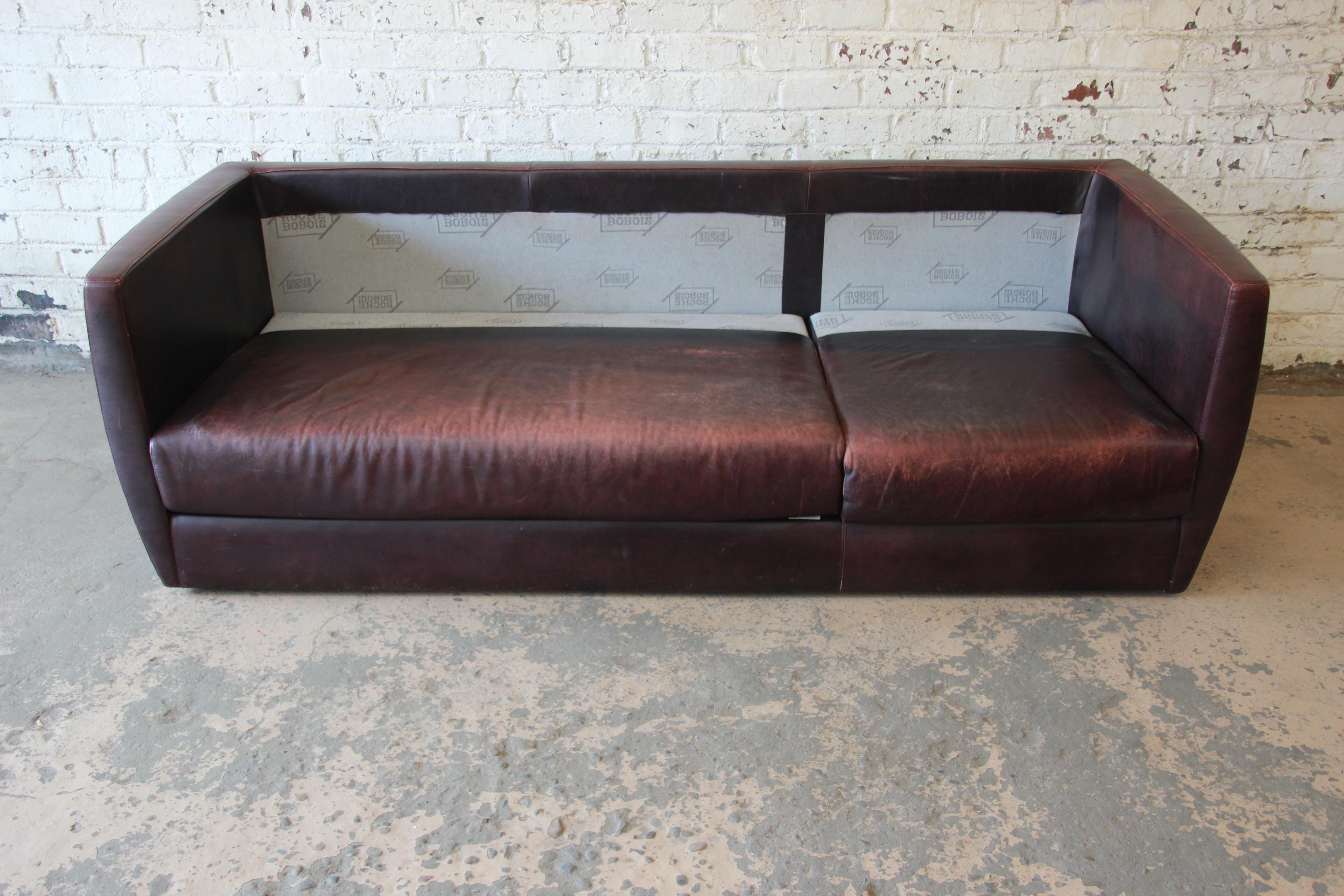 Roche Bobois Bauhaus Style Leather Sofa, 1970s 4