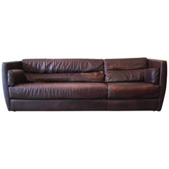 Vintage Roche Bobois Bauhaus Style Leather Sofa, 1970s