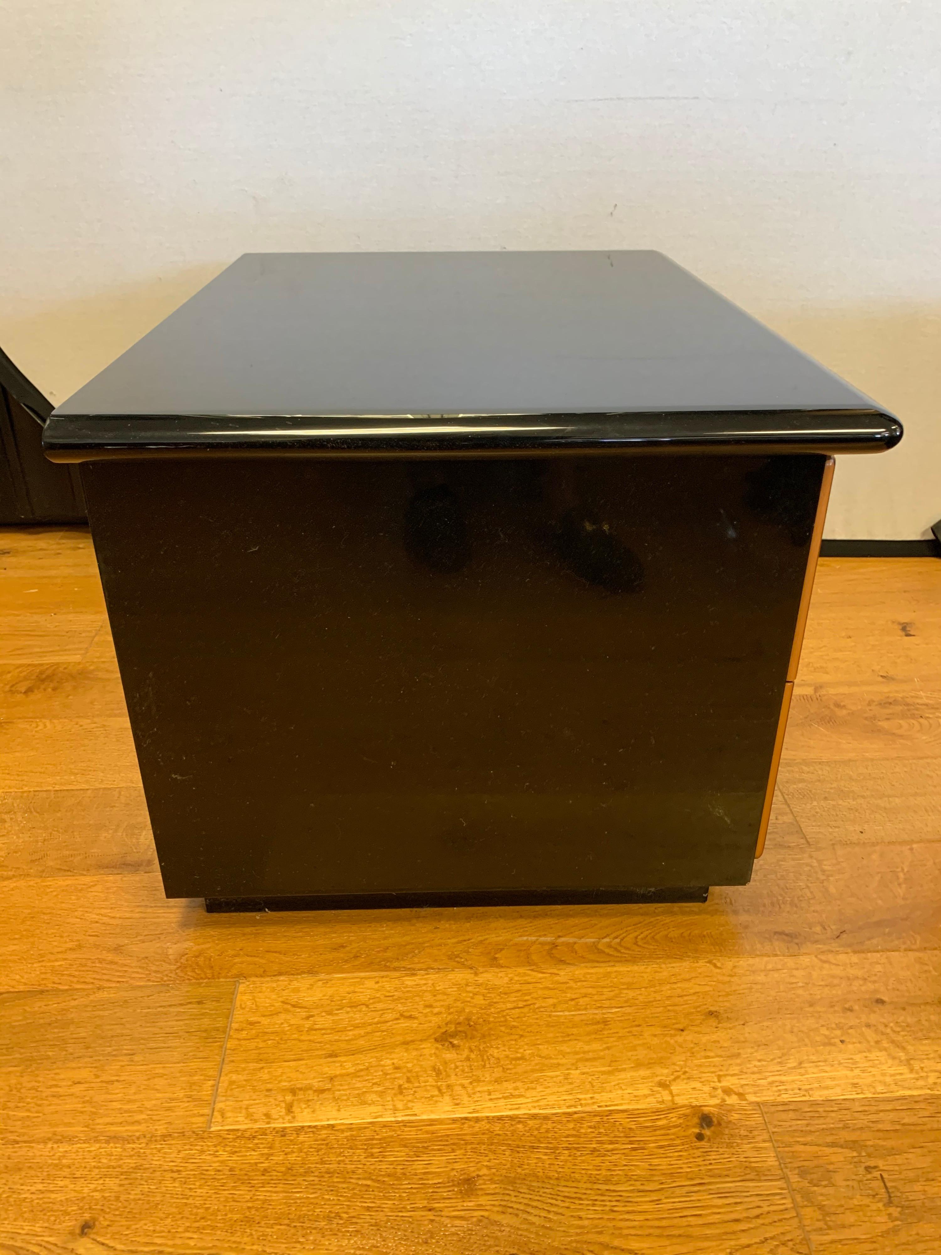 Roche Bobois Black Lacquer Nightstands, Pair Made in Italy Pierre Cardin 4