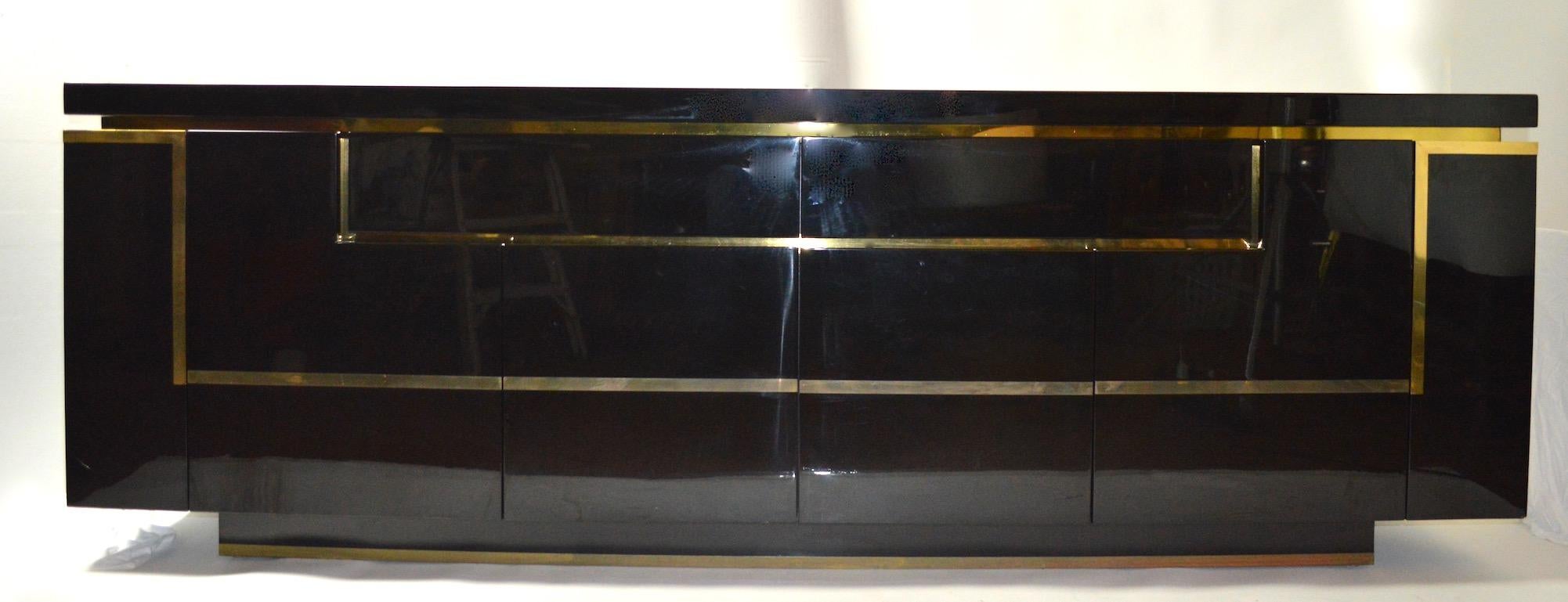 Roche Bobois Black Lacquer Sideboard Bar Credenza, Jean Claude Mahey 3
