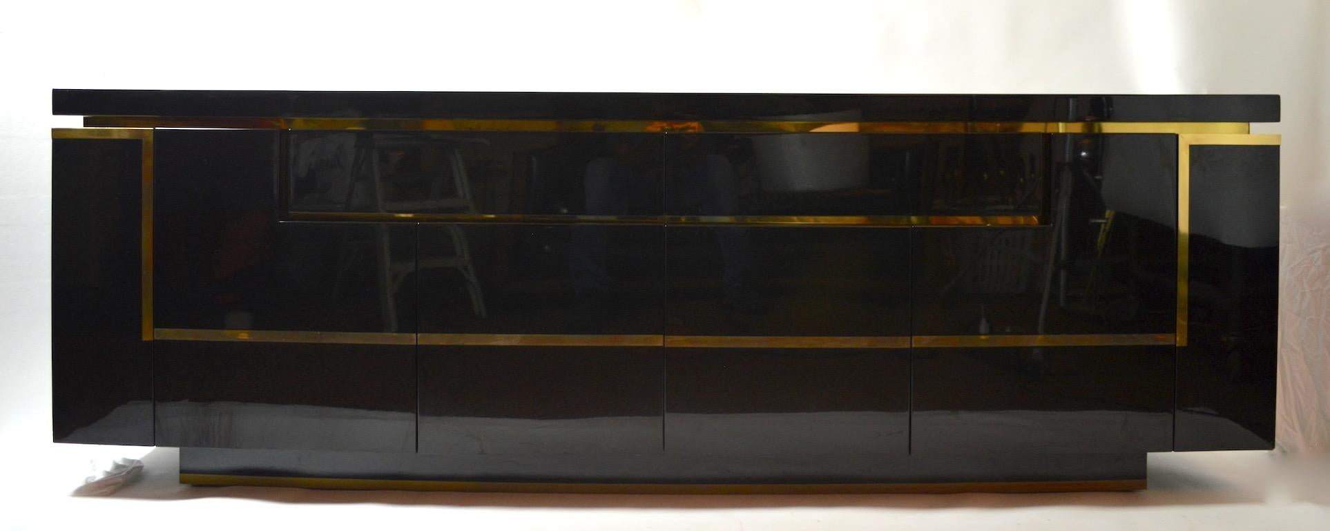 Roche Bobois Black Lacquer Sideboard Bar Credenza, Jean Claude Mahey 4