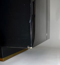 Roche Bobois Black Lacquer Sideboard Bar Credenza, Jean Claude Mahey