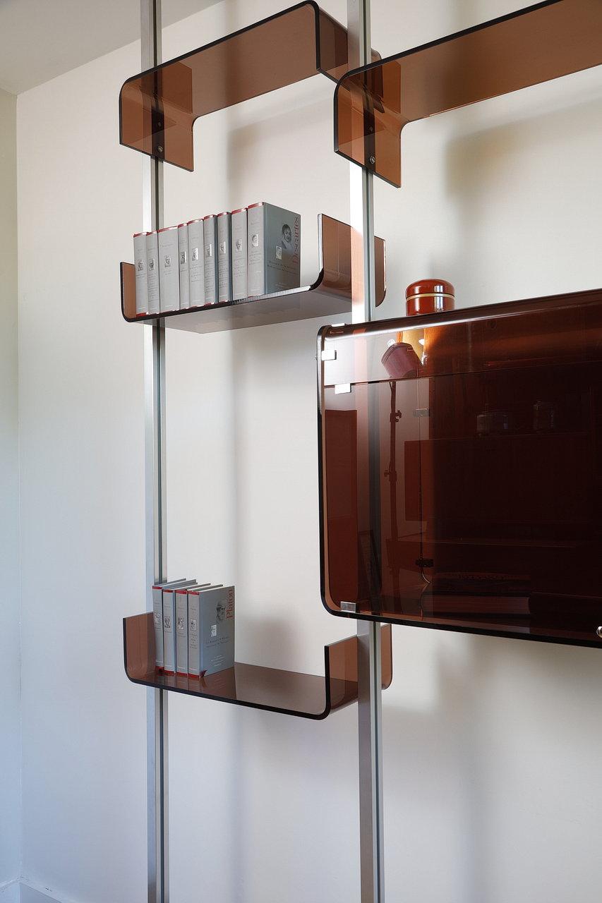 Roche Bobois bookcase in smoked plexiglass by Michel Ducaroy 1