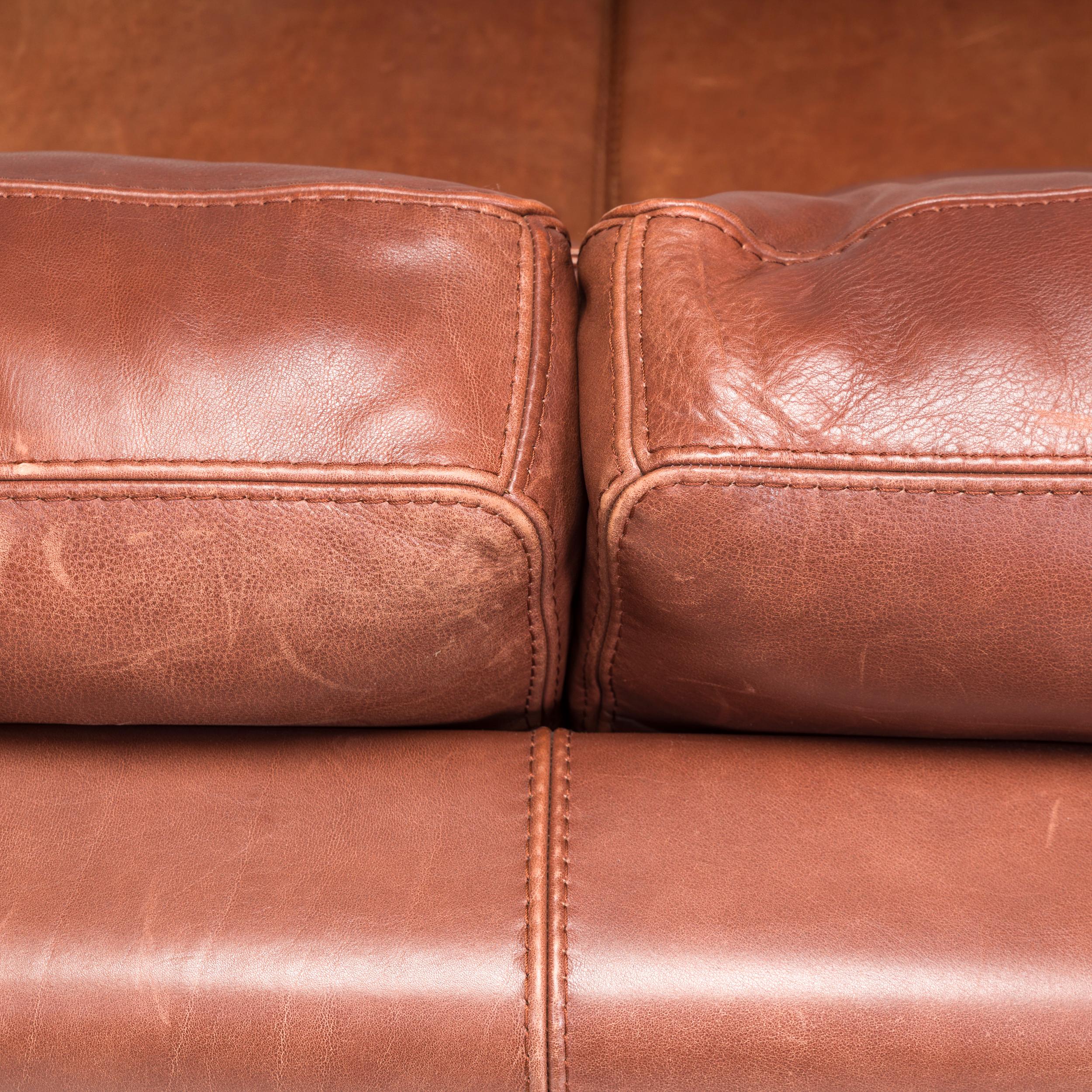 Roche Bobois Brown Leather Sofa For Sale 5