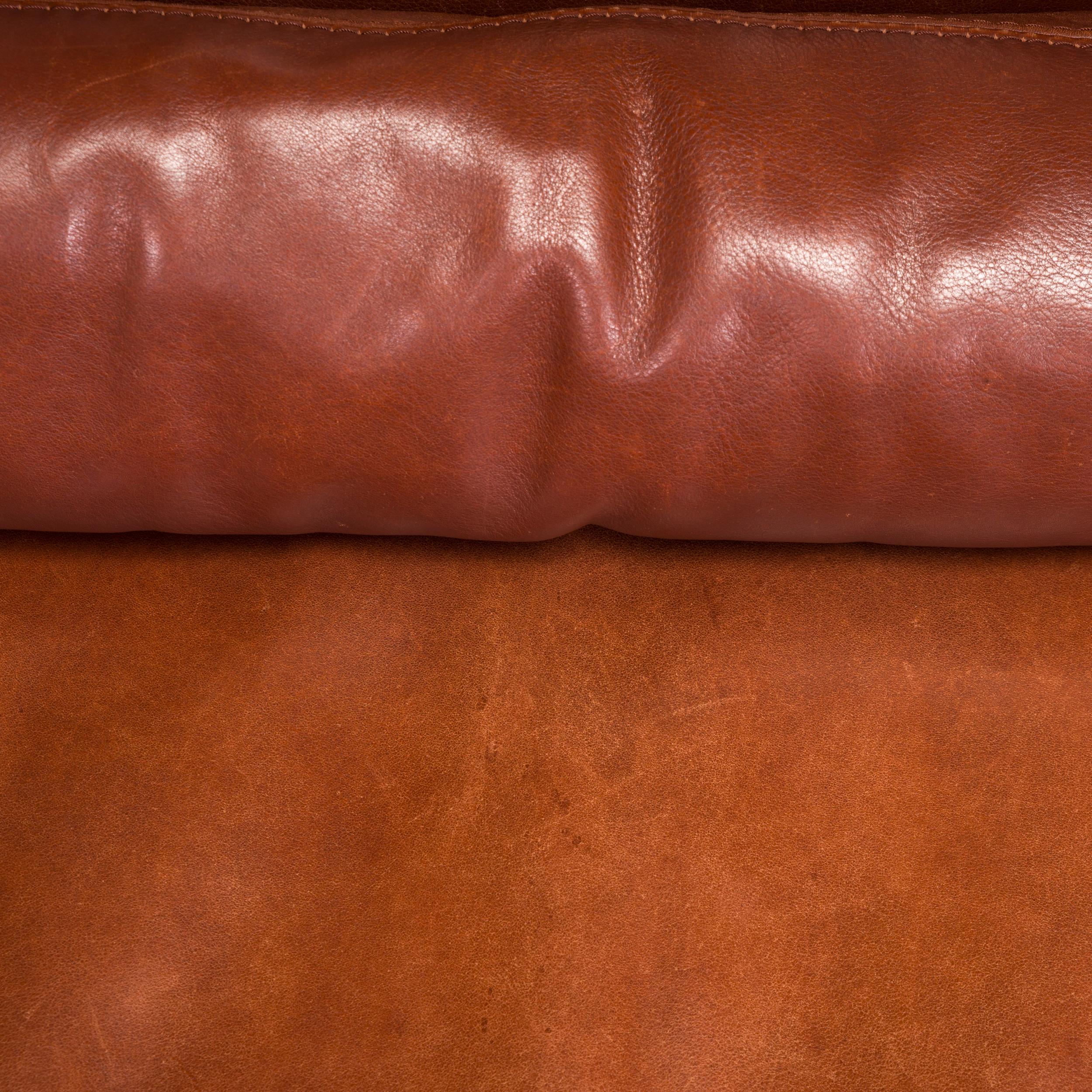 Roche Bobois Brown Leather Sofa For Sale 1