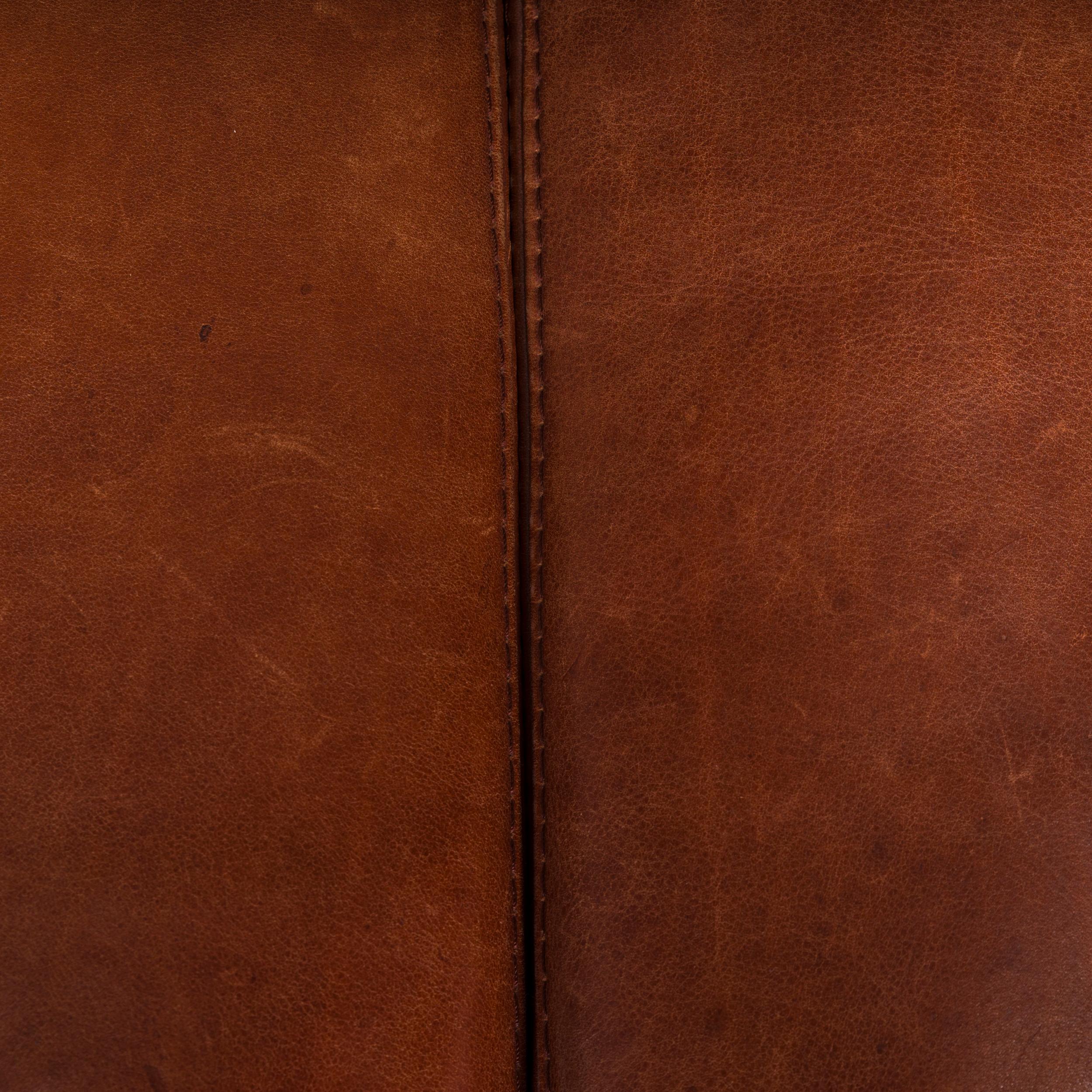 Roche Bobois Brown Leather Sofa For Sale 2