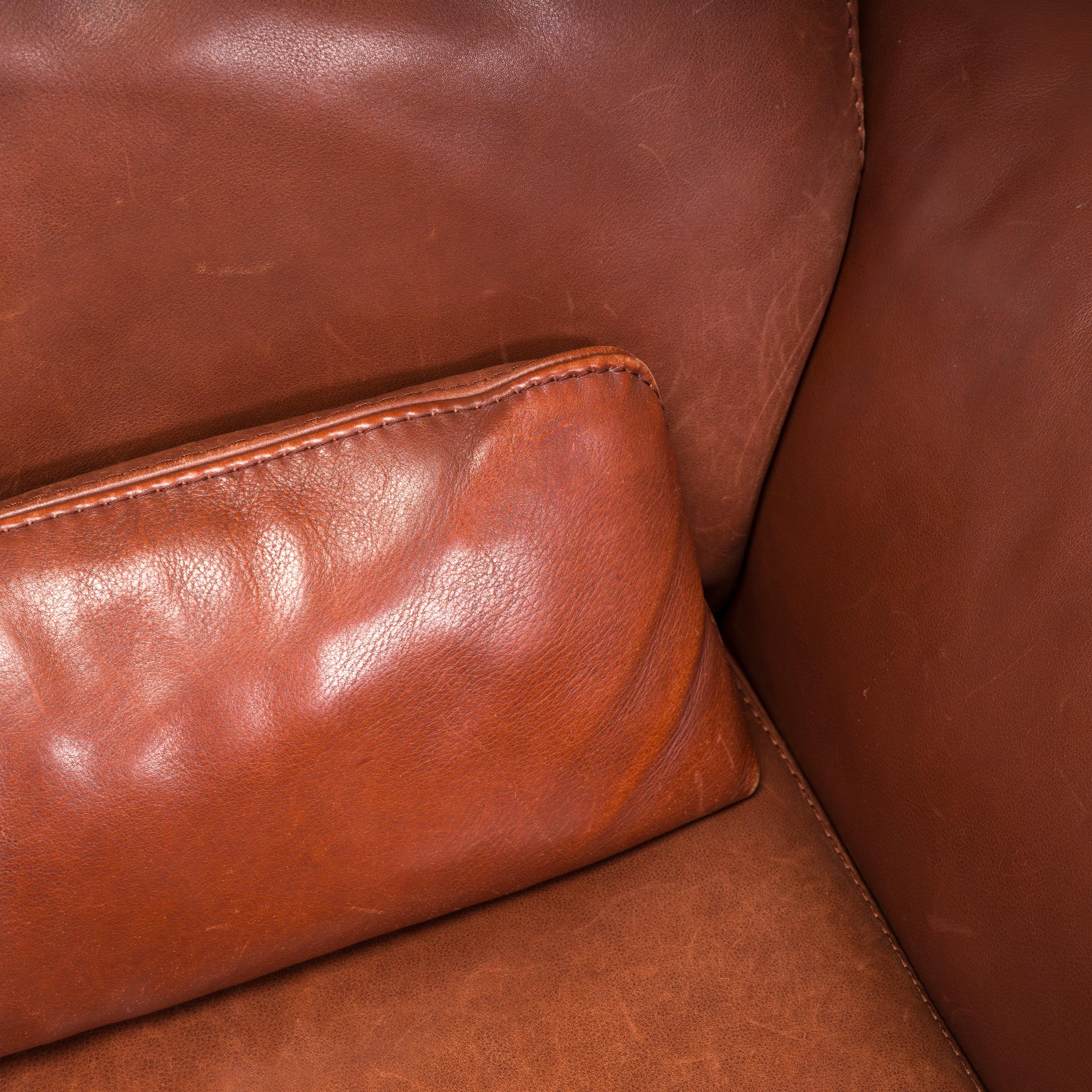 Roche Bobois Brown Leather Sofa For Sale 3