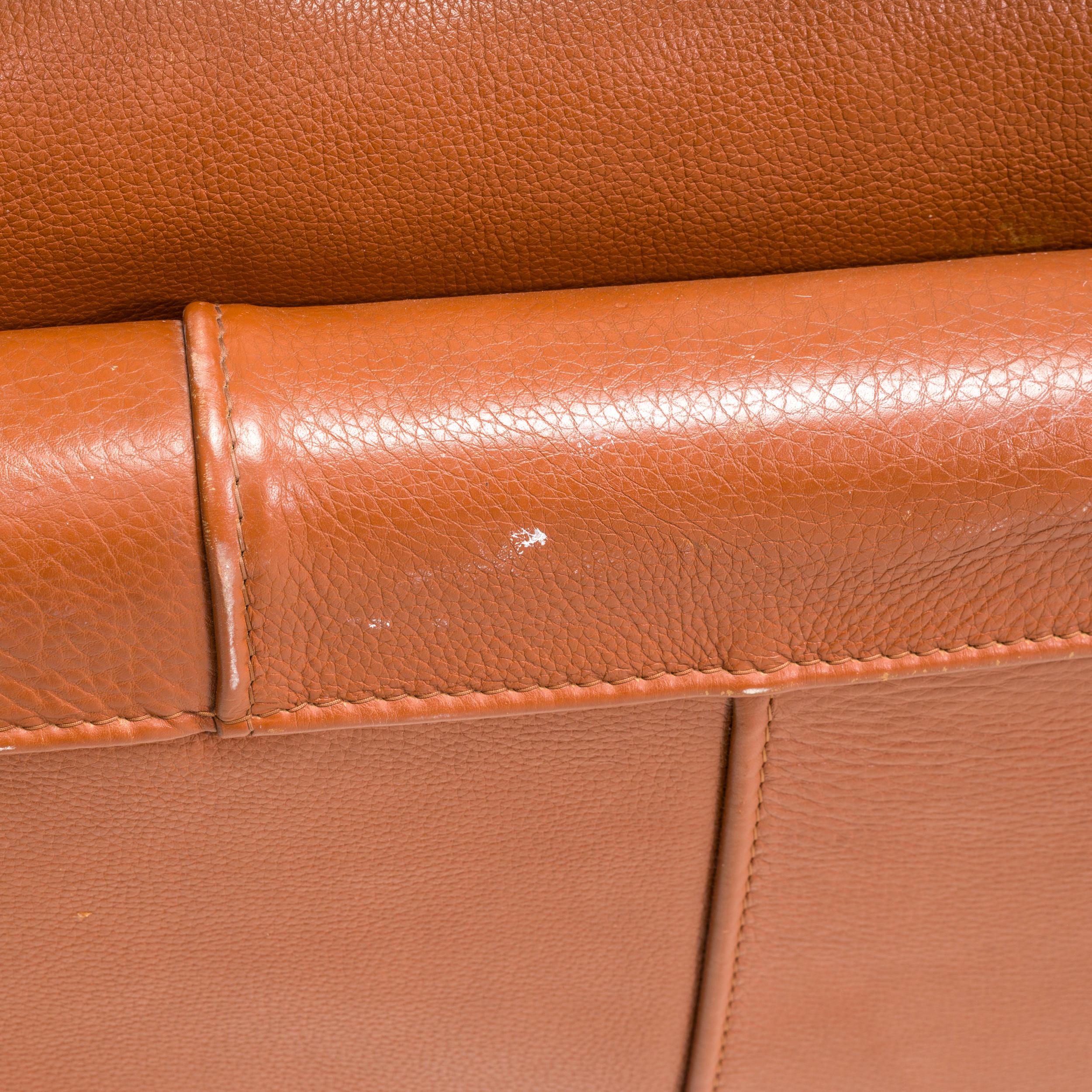 Roche Bobois Brown Leather Sofa, Three Seater For Sale 7