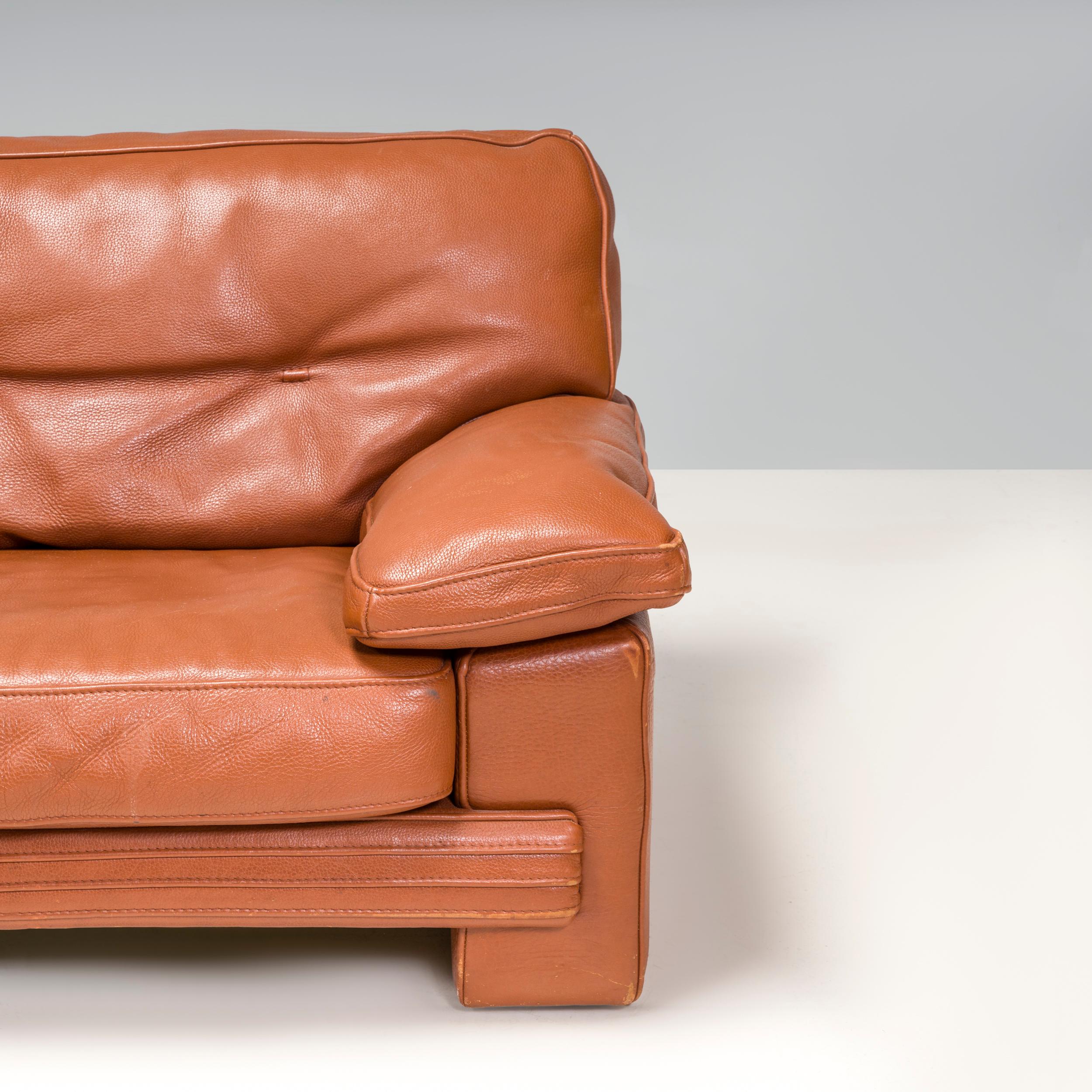 Roche Bobois Brown Leather Sofa, Three Seater 1