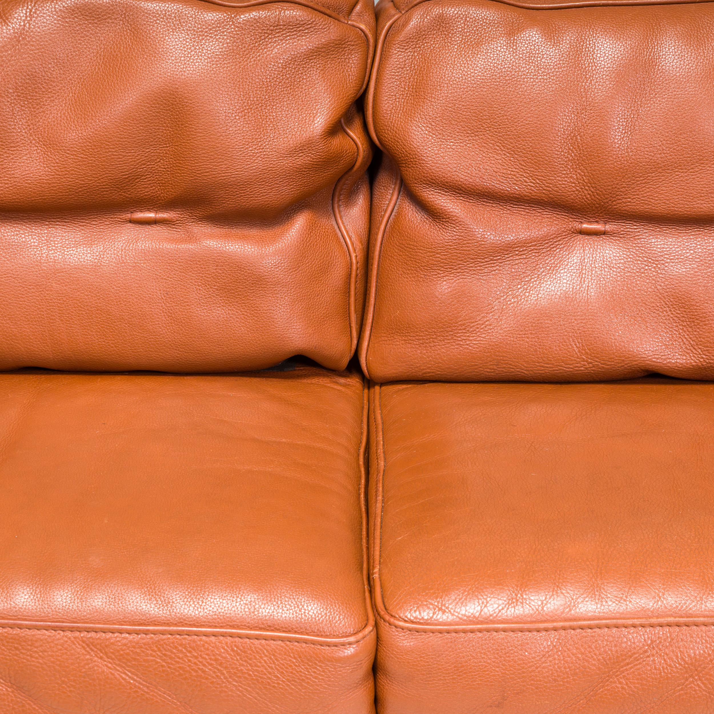 Roche Bobois Brown Leather Sofa, Three Seater For Sale 2