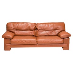 Vintage Roche Bobois Brown Leather Sofa, Three Seater