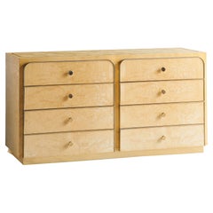 Roche Bobois Burled Elm Dresser with Brass Trim and Plinth Base