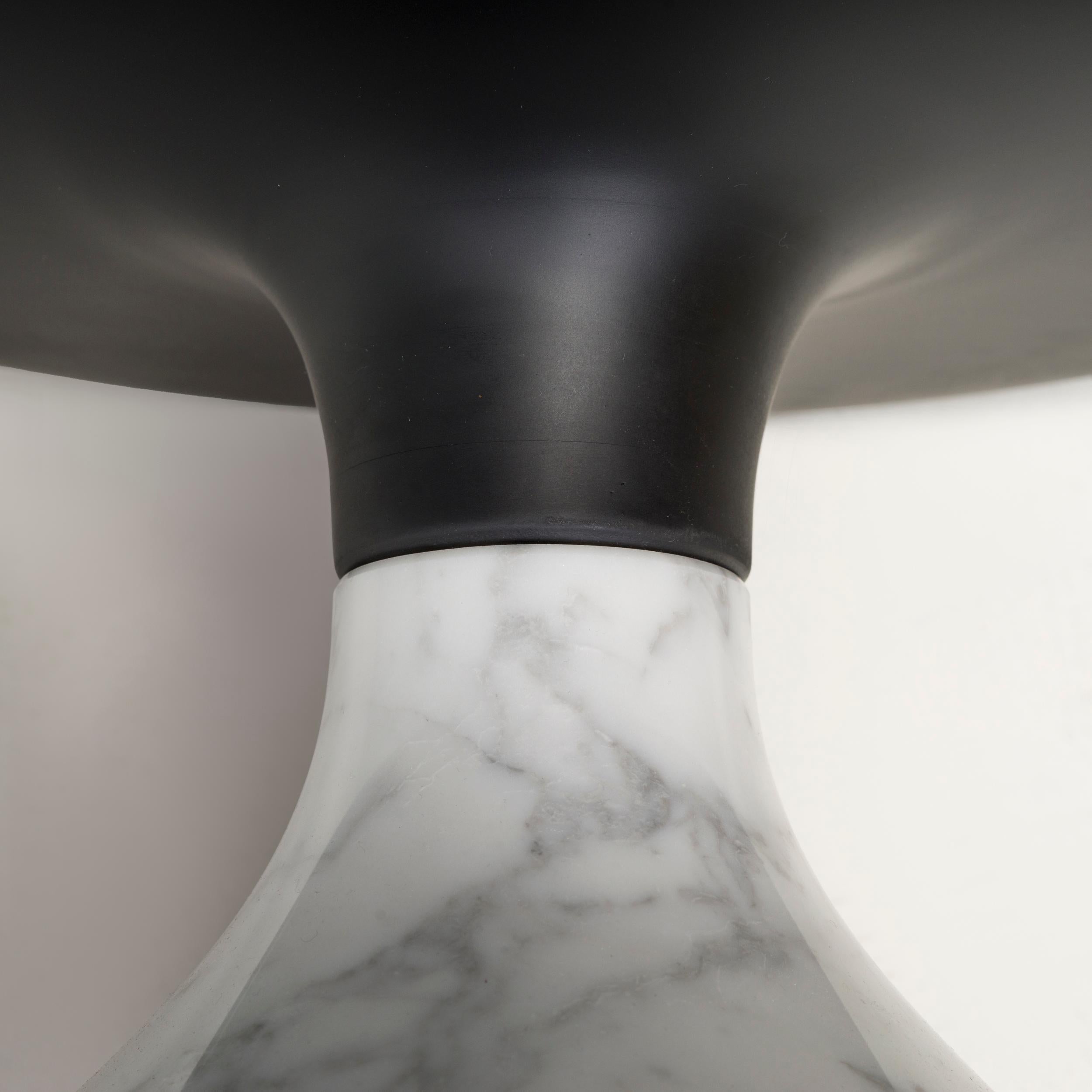 Contemporary Roche Bobois by Fabrice Berrux AQUA Carrara Marble & Black Side Pedestal table