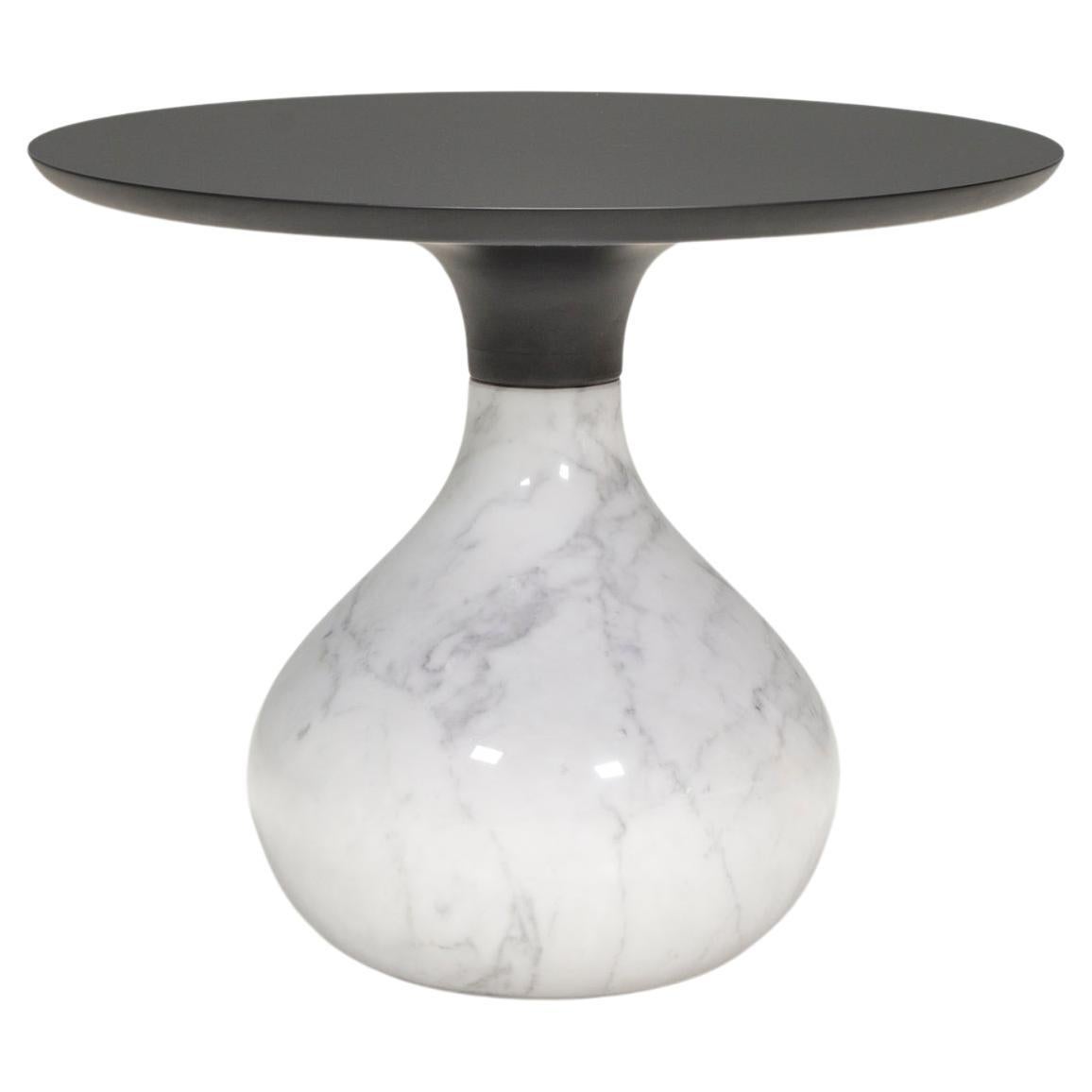 Roche Bobois by Fabrice Berrux AQUA Carrara Marble & Black Side Pedestal table For Sale