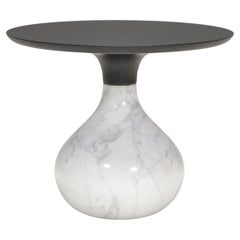 Used Roche Bobois by Fabrice Berrux AQUA Carrara Marble & Black Side Pedestal table