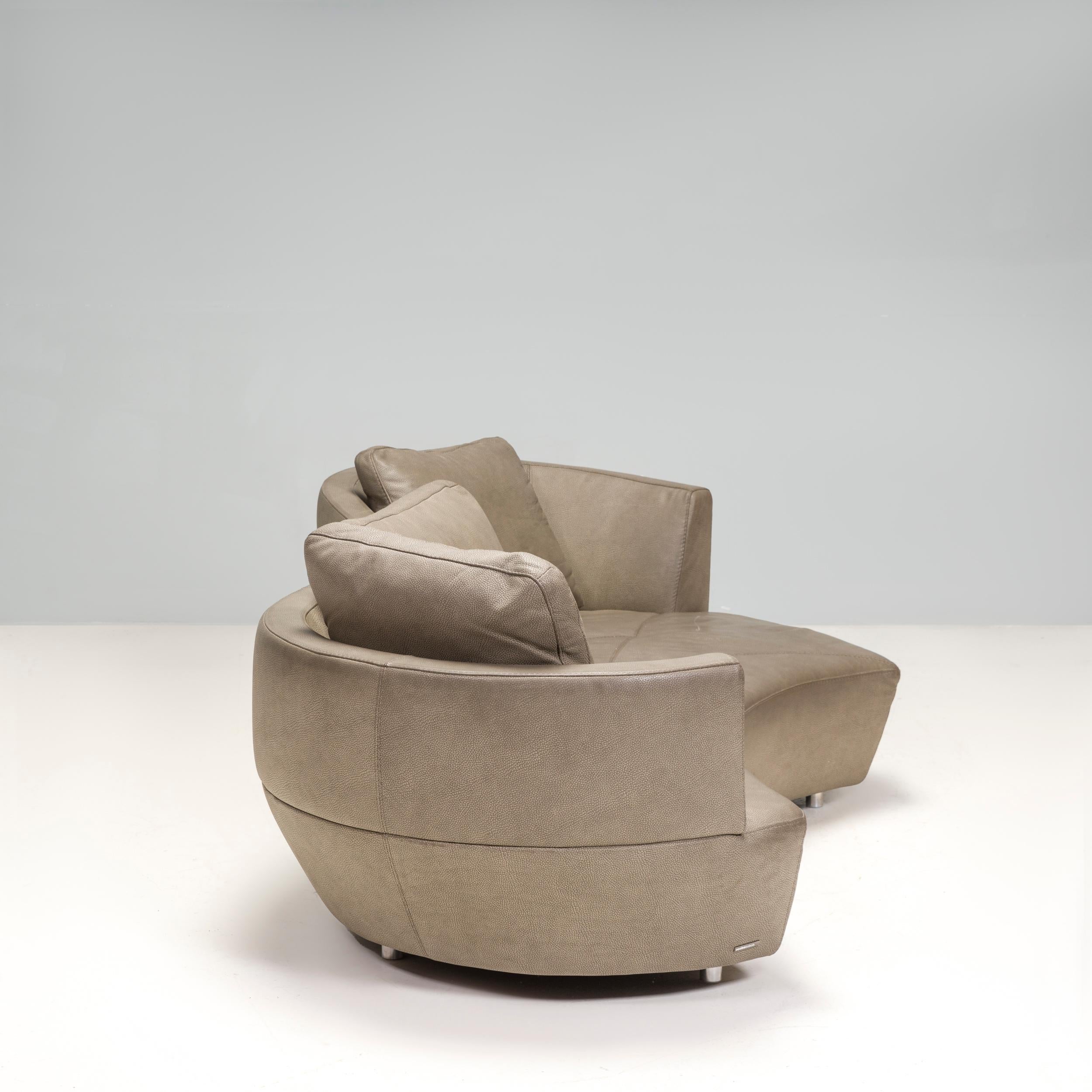 French Roche Bobois by Gabriele Assmann & Alfred Kleene Leather Digital Curved Sofa For Sale