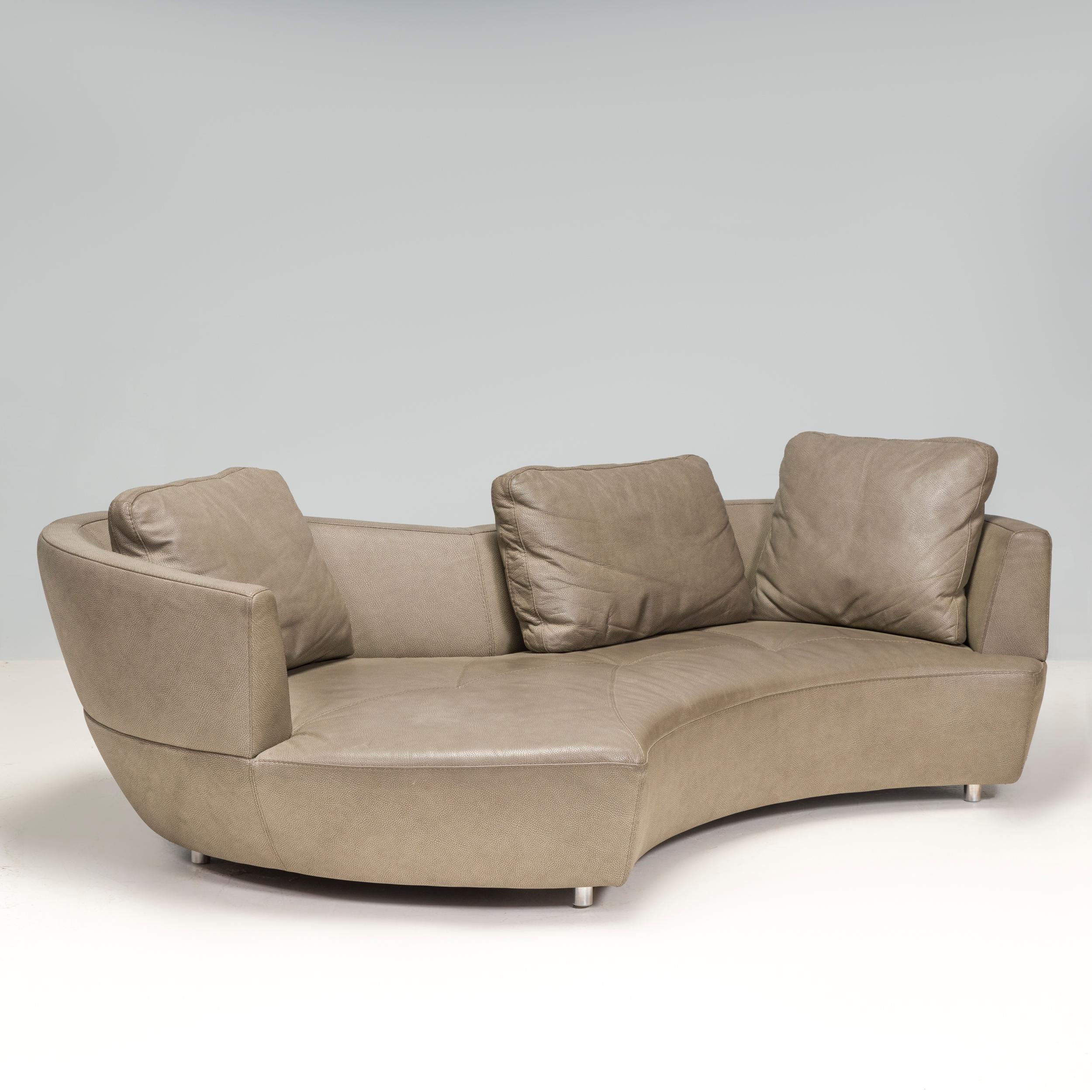 Contemporary Roche Bobois by Gabriele Assmann & Alfred Kleene Leather Digital Curved Sofa For Sale