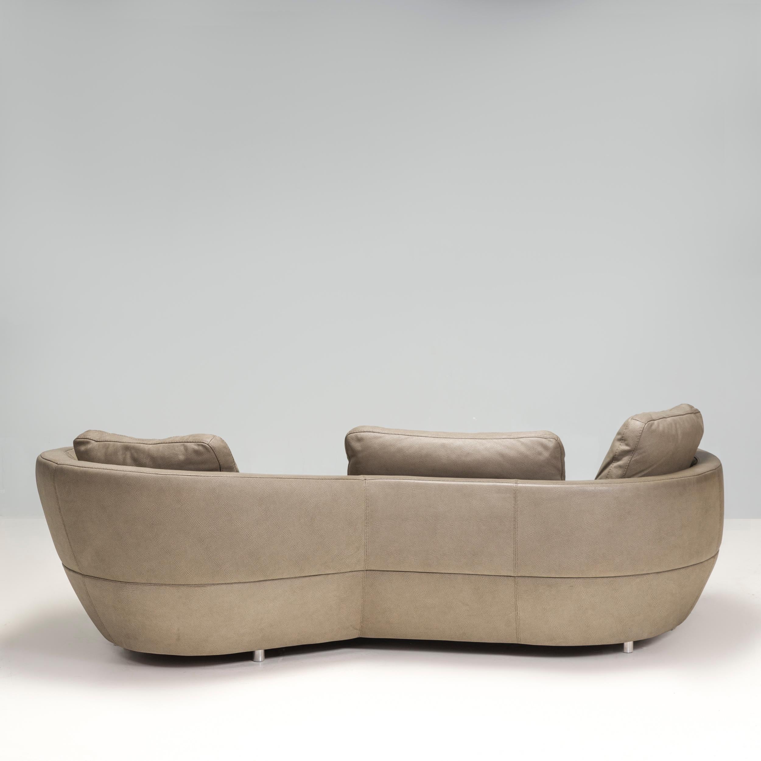 Contemporary Roche Bobois by Gabriele Assmann & Alfred Kleene Leather Digital Curved Sofa For Sale
