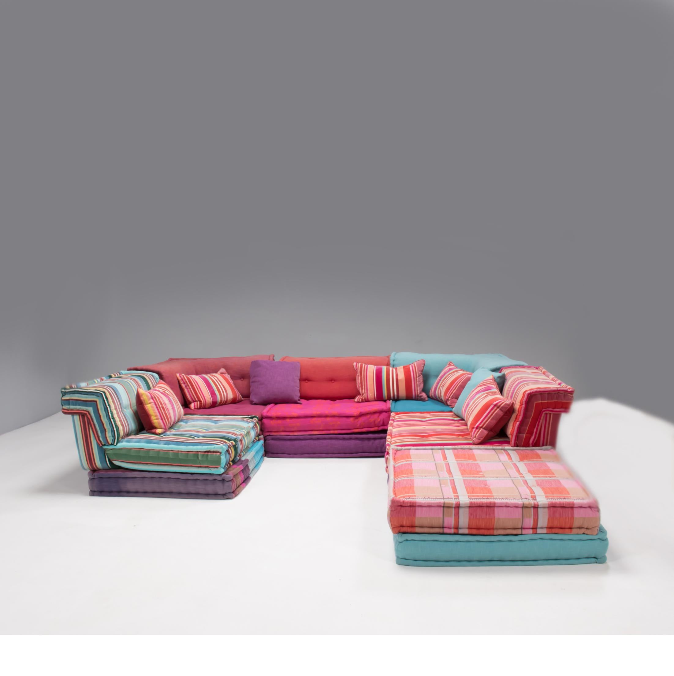 French Roche Bobois by Hans Hopfer and Kenzo Fabric Mah Jong Sectional Sofa, Set of 15
