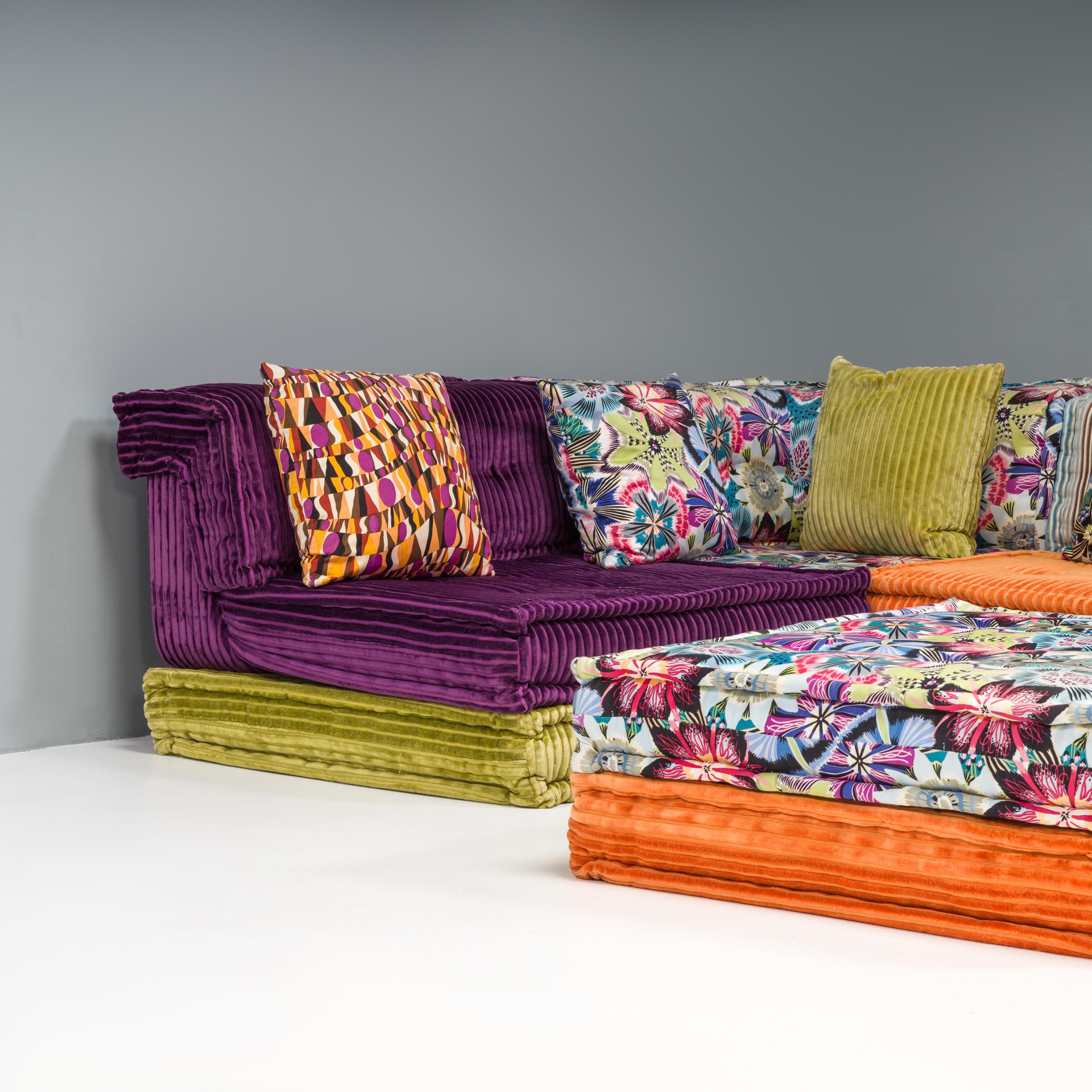 Late 20th Century Roche Bobois by Hans Hopfer Missoni Mah Jong Sectional Sofa & Ottoman, Set of 16