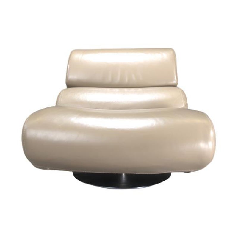 Roche Bobois by Hans Hopper Virgule Leather Swivel Lounge Chair