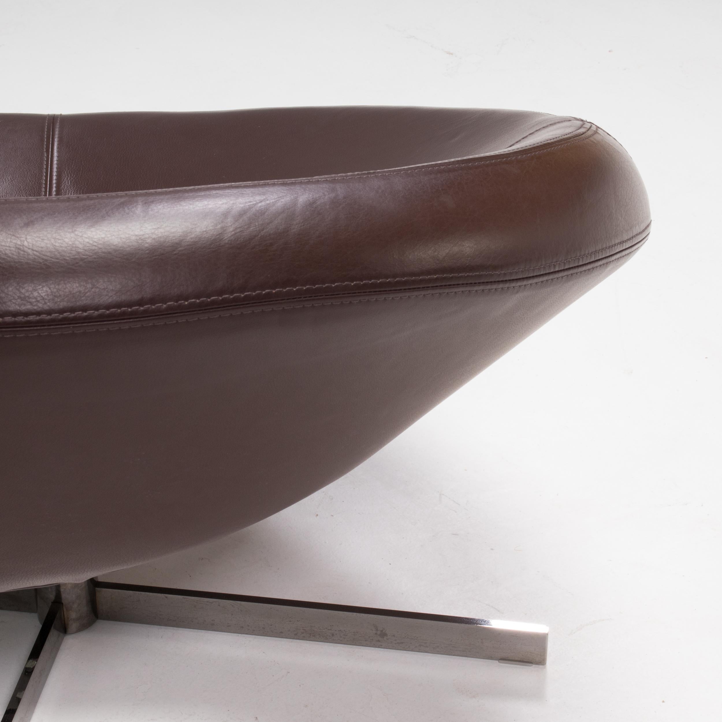 2 fauteuils en cuir marron Nuage Roche Bobois par Manzoni &amp; Tapinassi, lot de 2 1