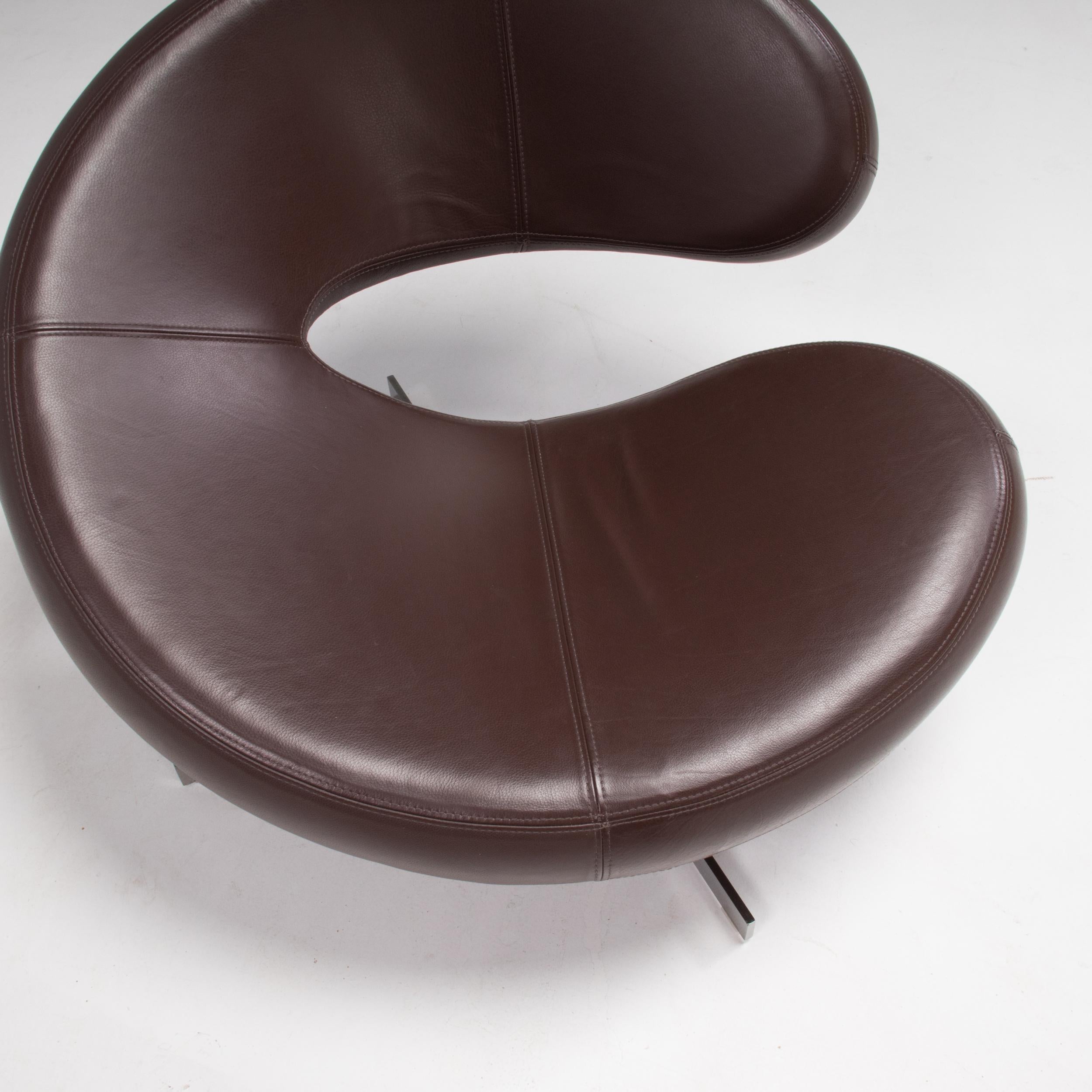 Roche Bobois by Manzoni & Tapinassi Nuage 2 Brown Leather Armchairs, Set of 2 In Good Condition In London, GB