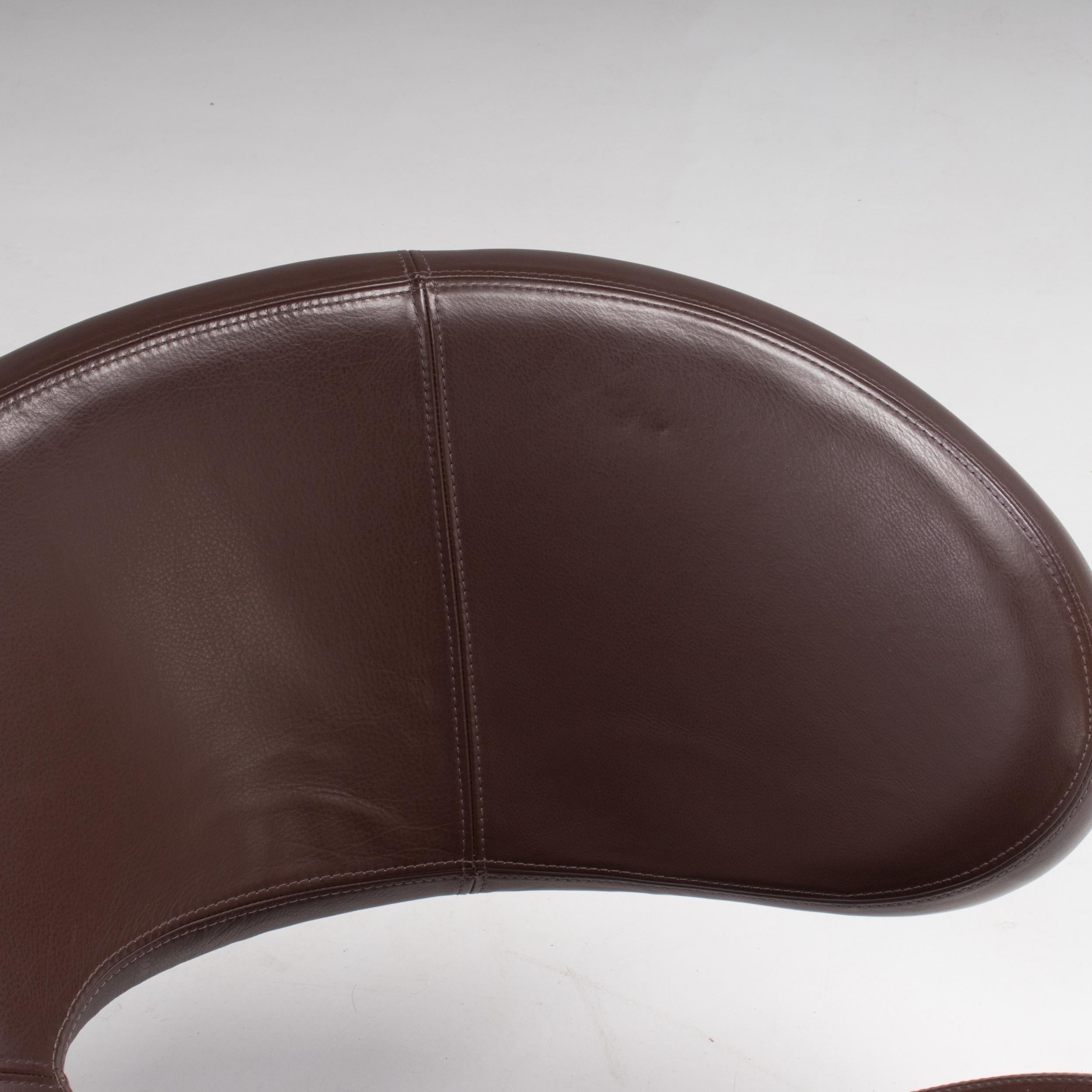 Contemporary Roche Bobois by Manzoni & Tapinassi Nuage 2 Brown Leather Armchairs, Set of 2