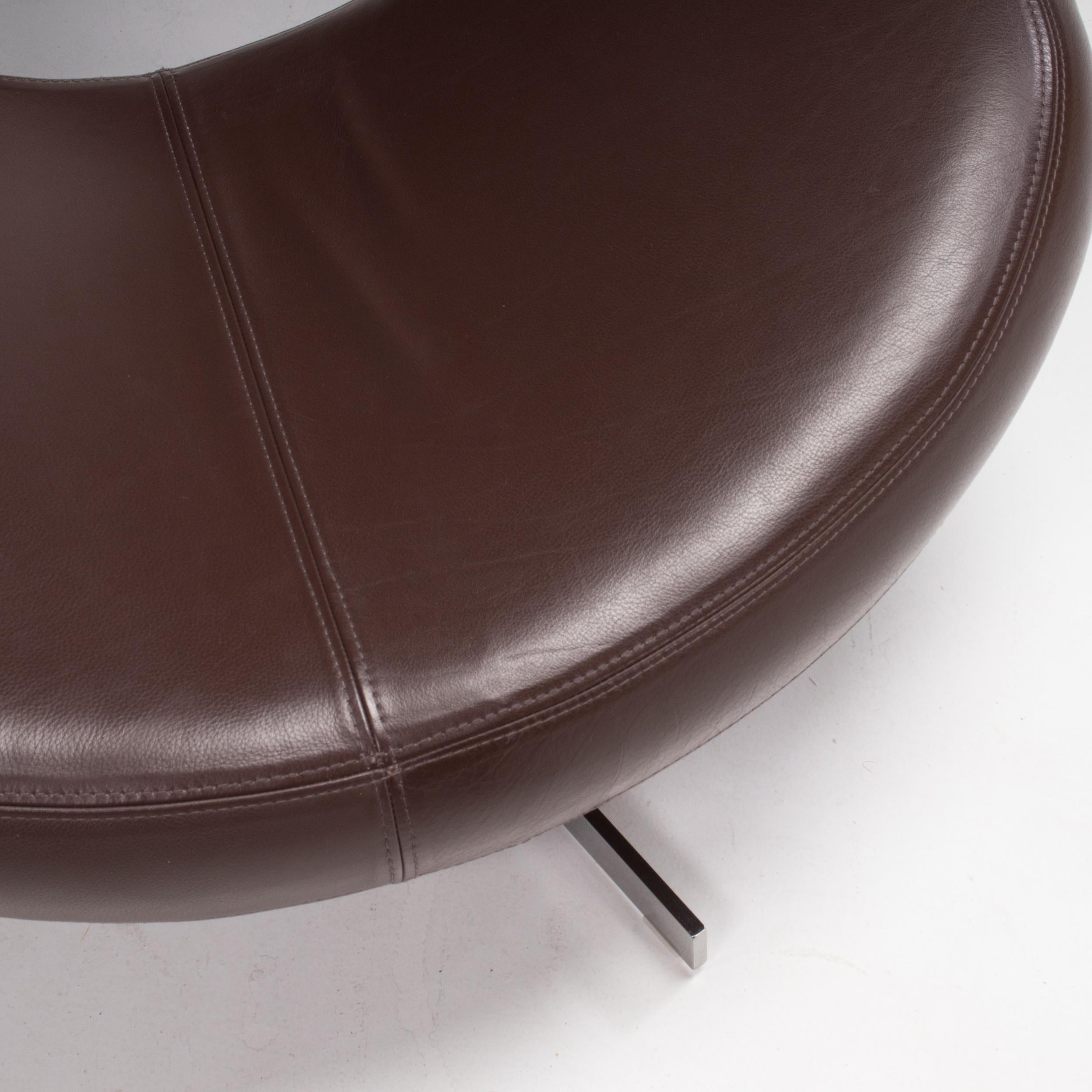 XXIe siècle et contemporain 2 fauteuils en cuir marron Nuage Roche Bobois par Manzoni &amp; Tapinassi, lot de 2