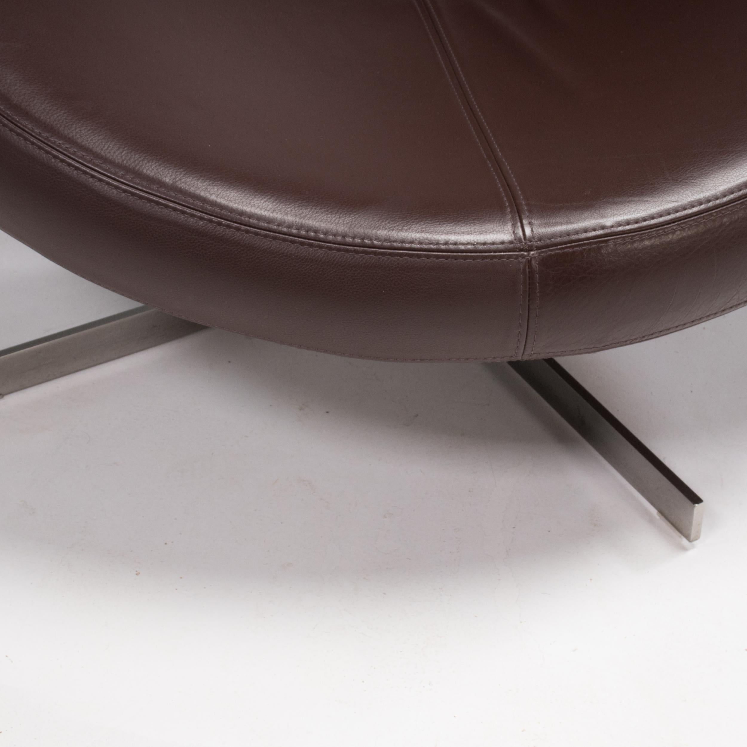 Cuir 2 fauteuils en cuir marron Nuage Roche Bobois par Manzoni &amp; Tapinassi, lot de 2