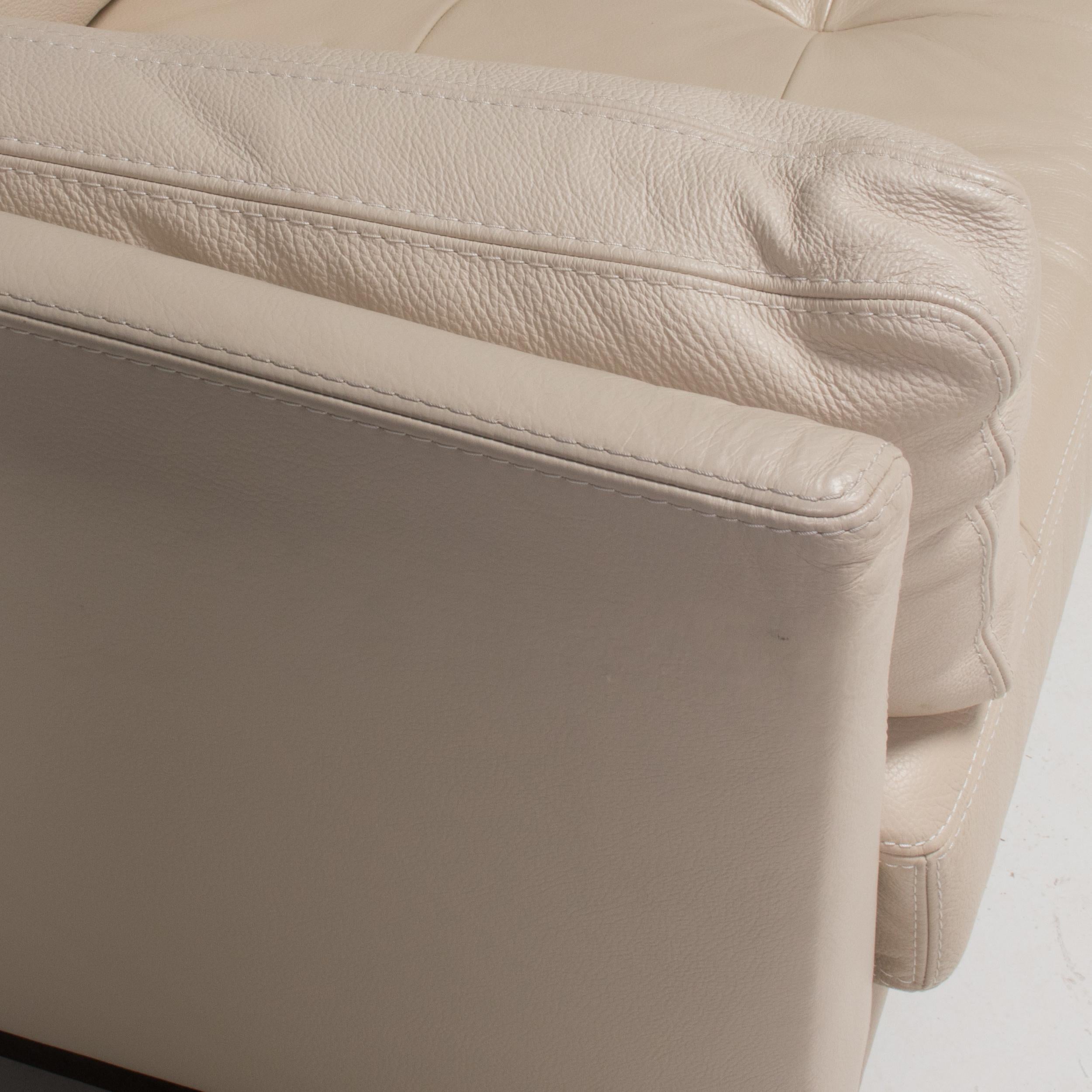 Roche Bobois by Philippe Bouix Cream Leather Perception Corner Sofa 4