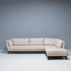 Roche Bobois by Philippe Bouix Cream Leather Perception Corner Sofa