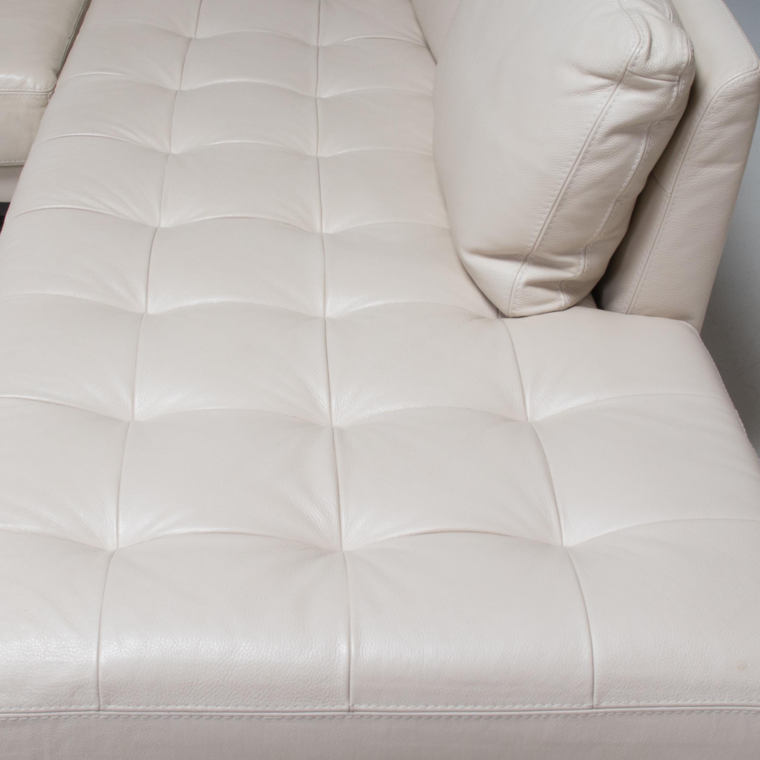 Modern Roche Bobois by Philippe Bouix Cream Leather Perception Corner Sofa