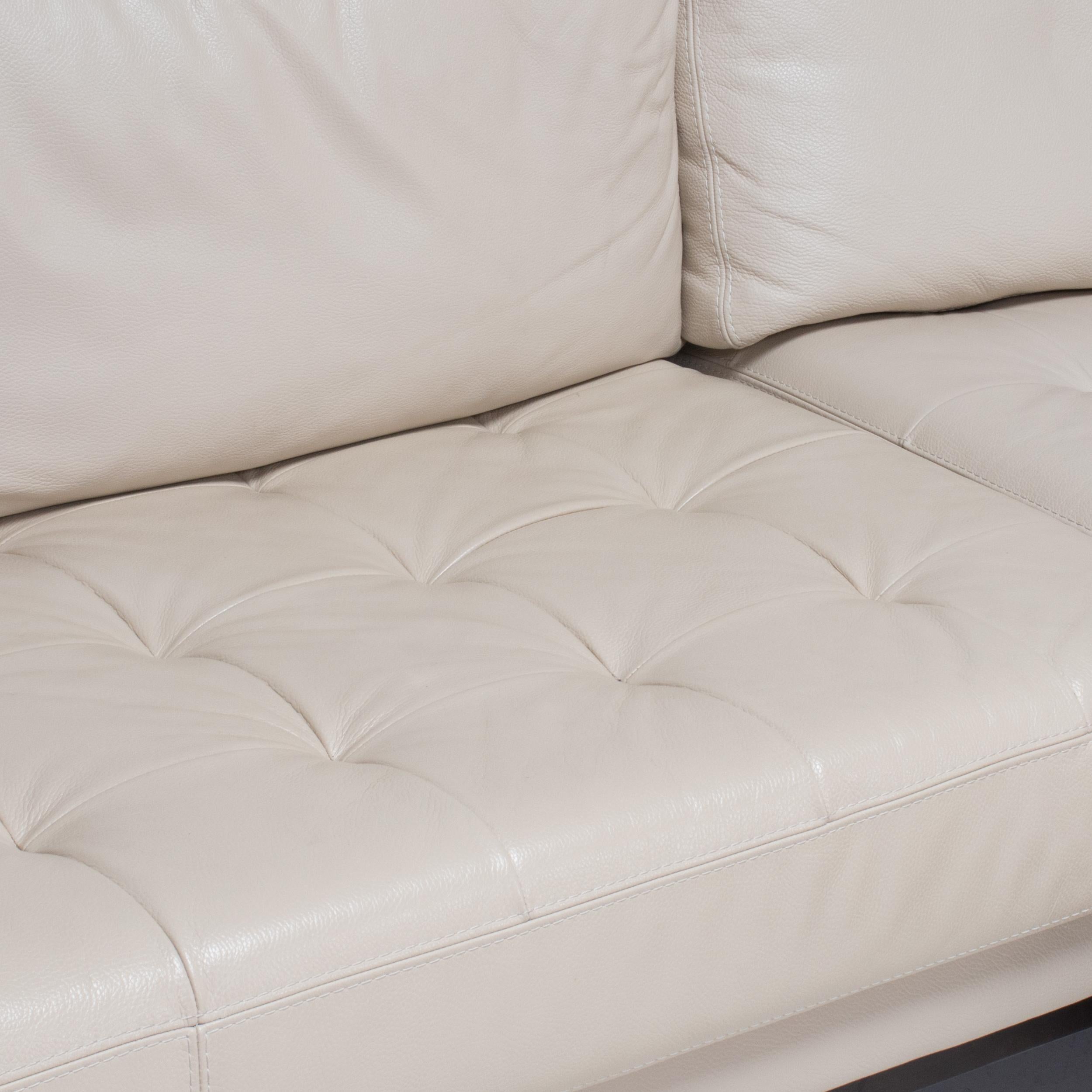 Roche Bobois by Philippe Bouix Cream Leather Perception Corner Sofa In Good Condition In London, GB