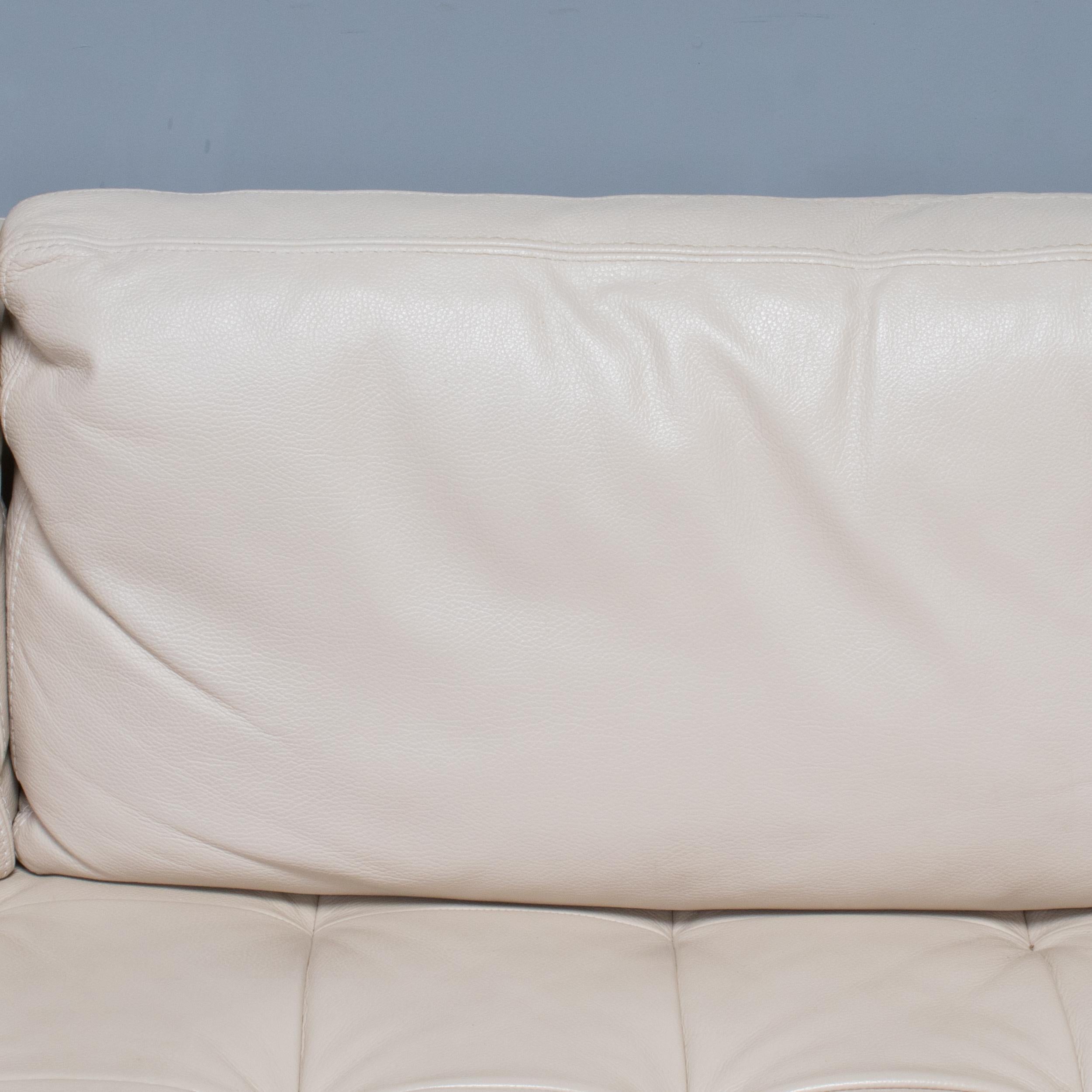 Contemporary Roche Bobois by Philippe Bouix Cream Leather Perception Corner Sofa