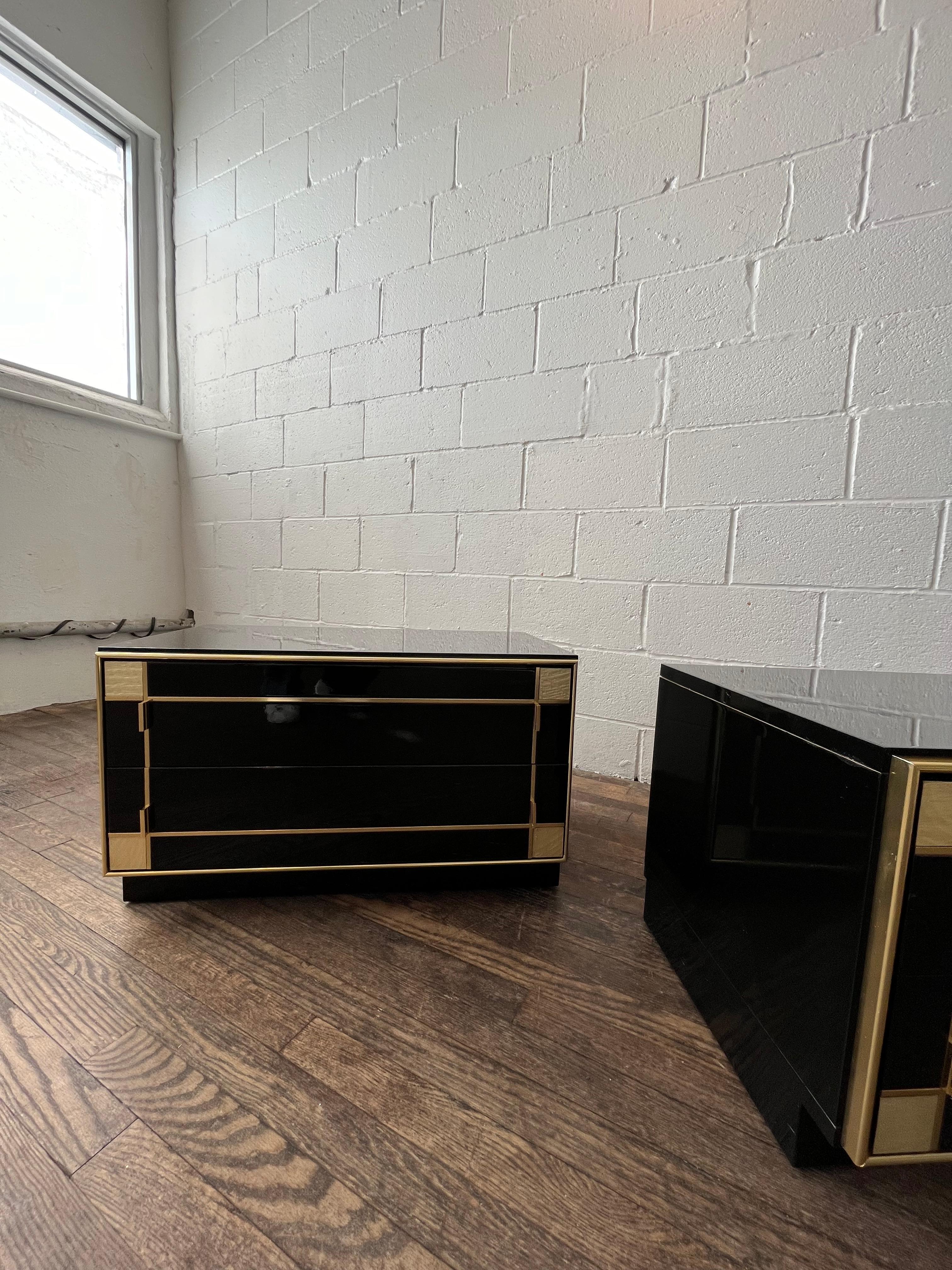 Brass Pierre Cardin for Roche Bobois 2 Drawer Nightstands or End Tables