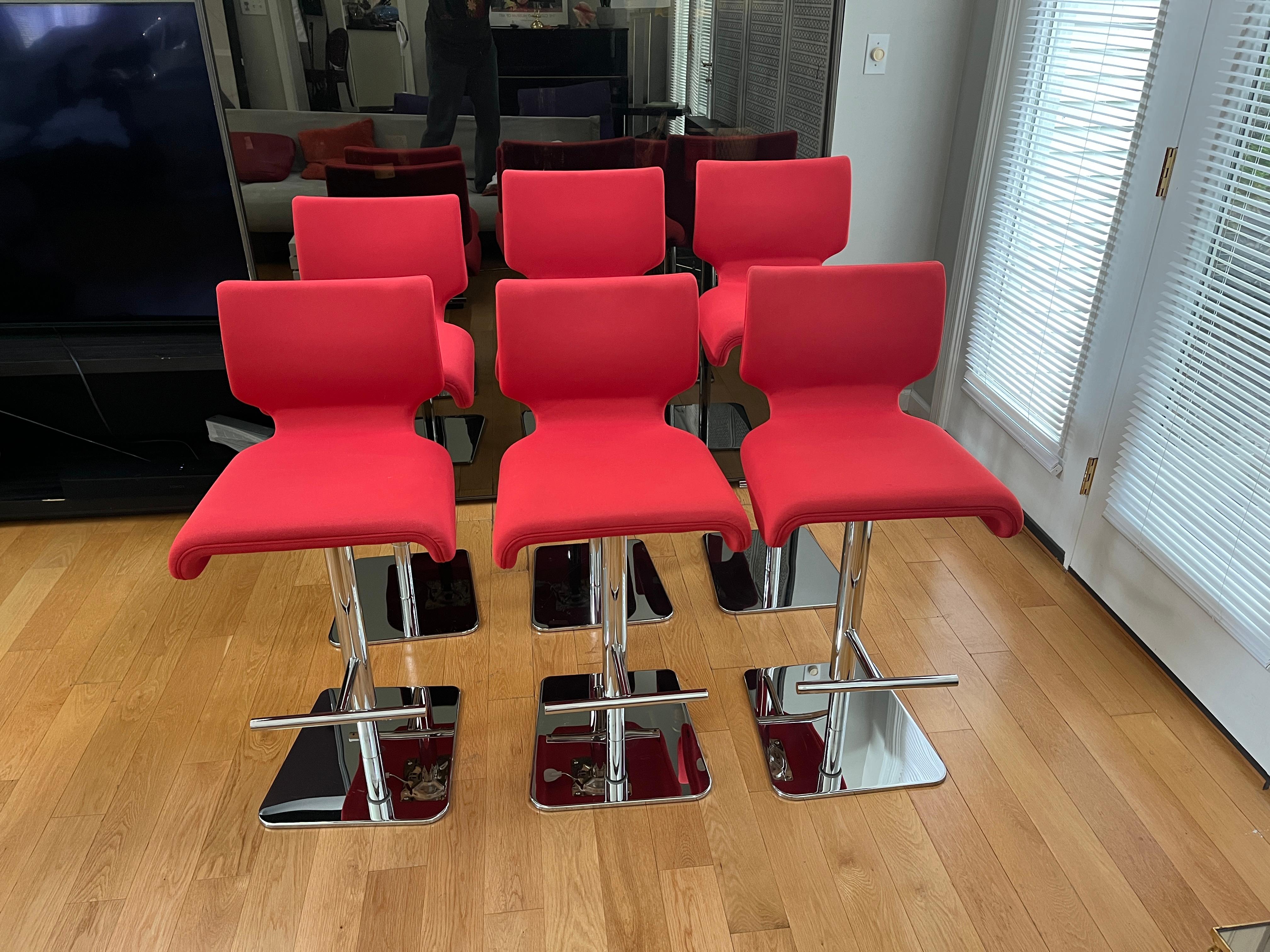 Français Tabouret Chabada Roche Bobois, pivotant, repose-pieds, plaqué chrome - 6 disponibles en vente