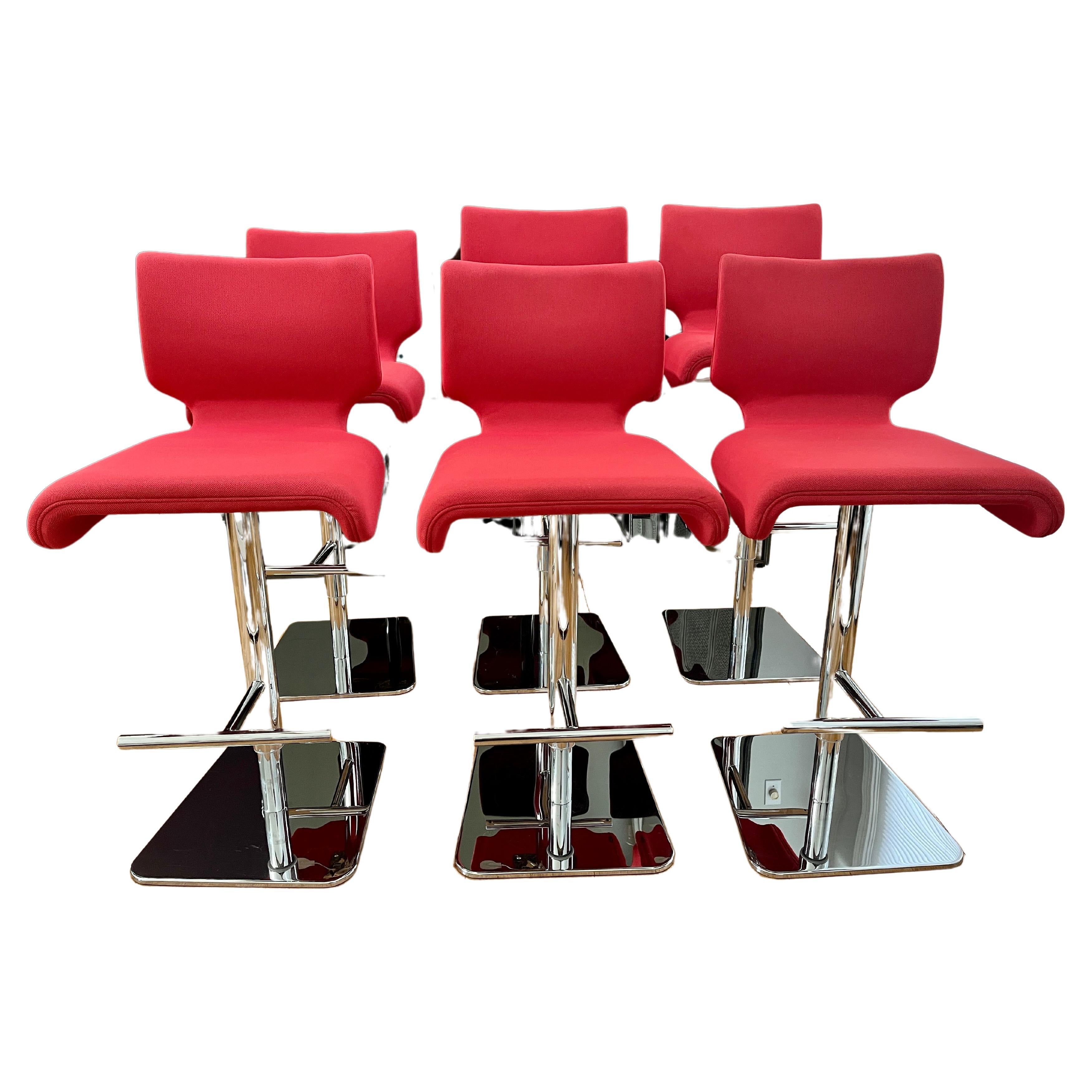 French Roche Bobois Chabada Stool, Swivel, Footrest, Chrome Plated - 6 Available For Sale