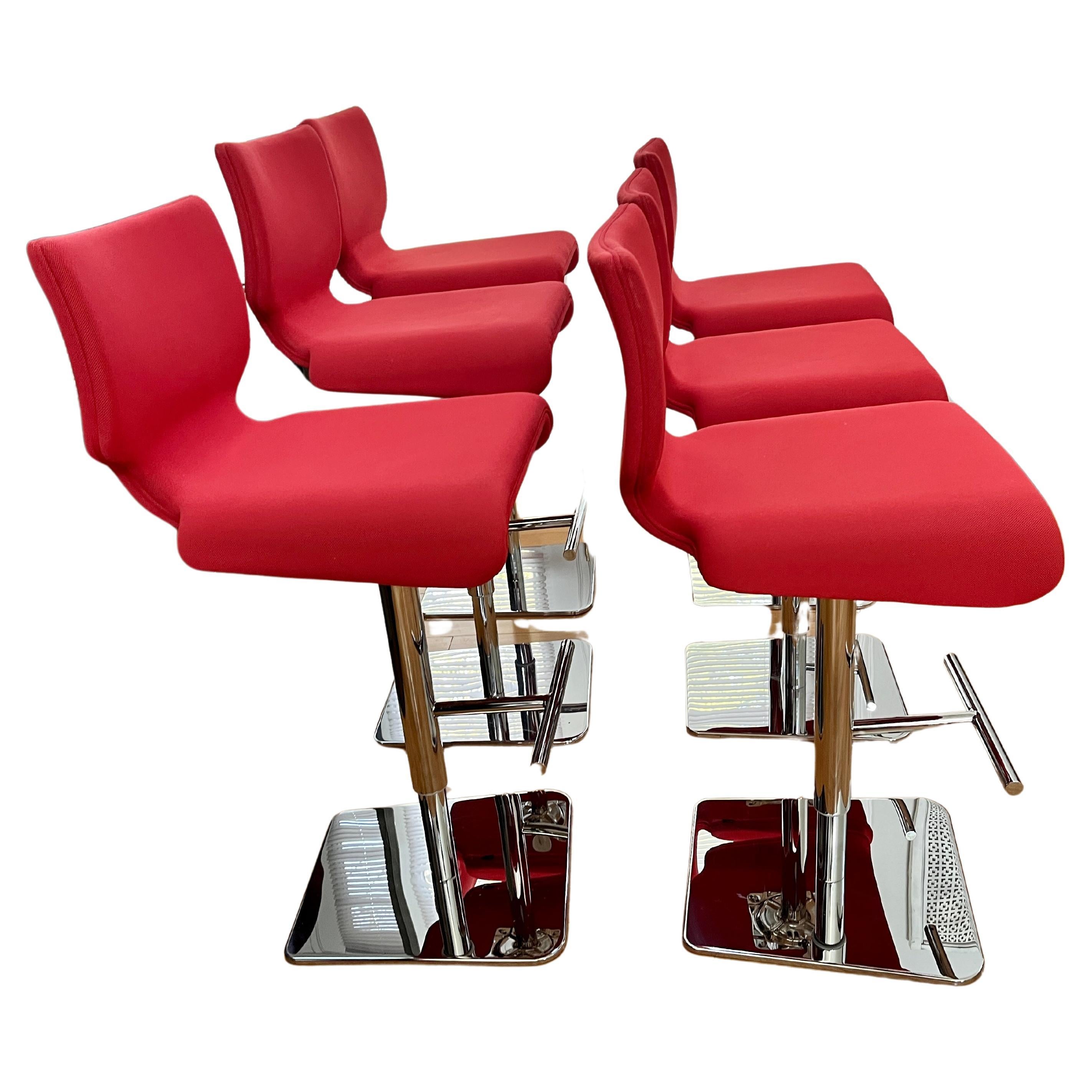 Roche Bobois Chabada Stool, Swivel, Footrest, Chrome Plated - 6 Available In Good Condition For Sale In Southampton, NJ