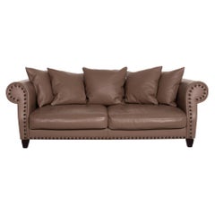 Roche Bobois Chester Chic Leather Sofa Brown Three-Seat