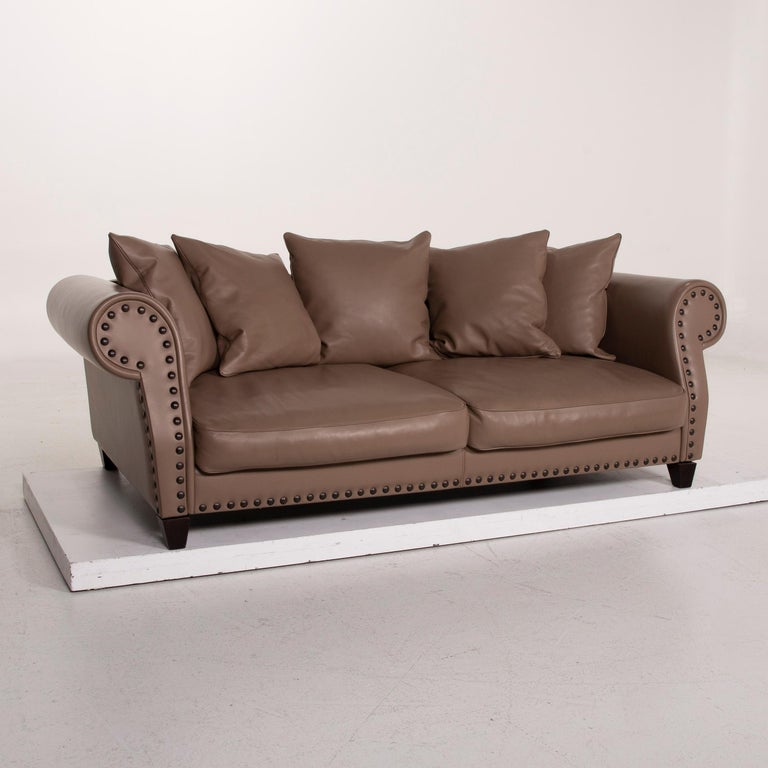 Roche Bobois Chester Chic Leather Sofa Brown Three-Seat For Sale at 1stDibs  | roche bobois chesterfield