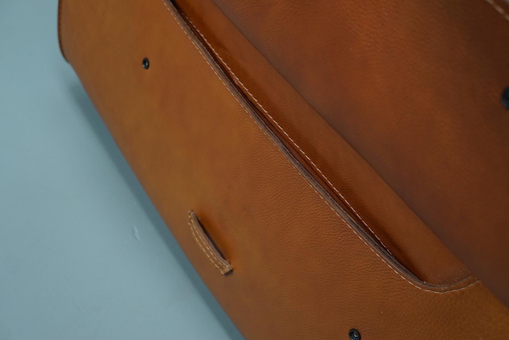 Roche Bobois Club Chair In Tan / Cognac Neck Leather – France, circa 1980 For Sale 4