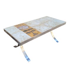 Roche Bobois Coffee table France, Jean Gregorieff , ceramic and chrome steel