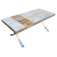 Roche Bobois Coffee table France, Jean Gregorieff , ceramic and chrome steel