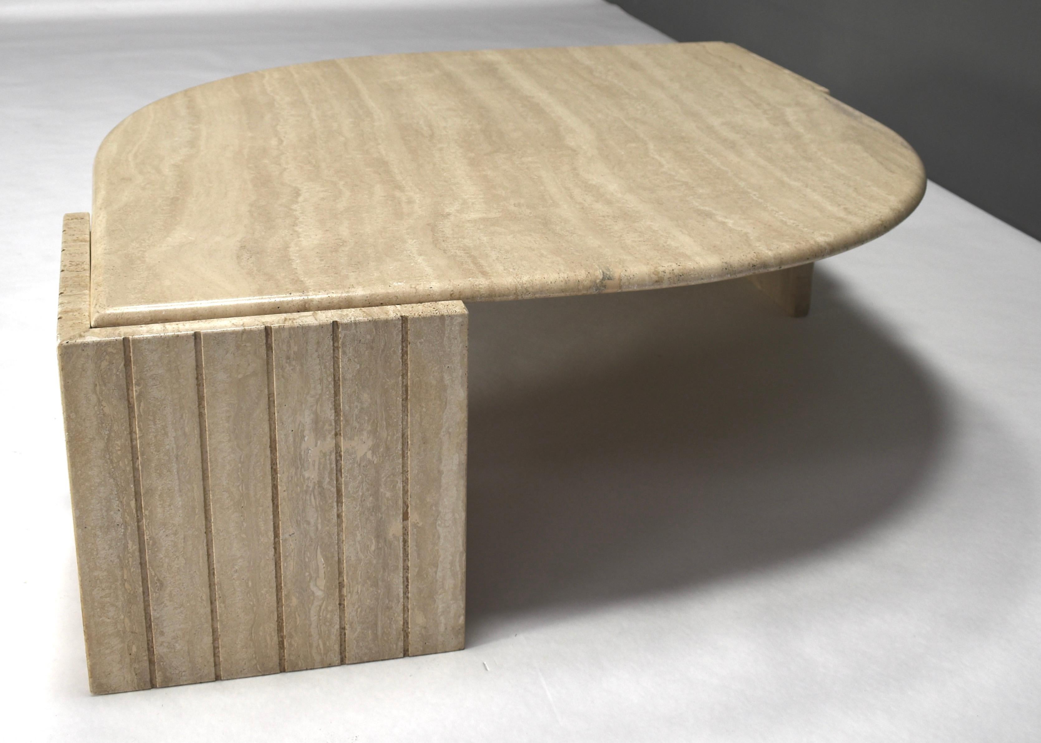 French Roche Bobois Coffee Table in Travertine, France, circa 1970 For Sale
